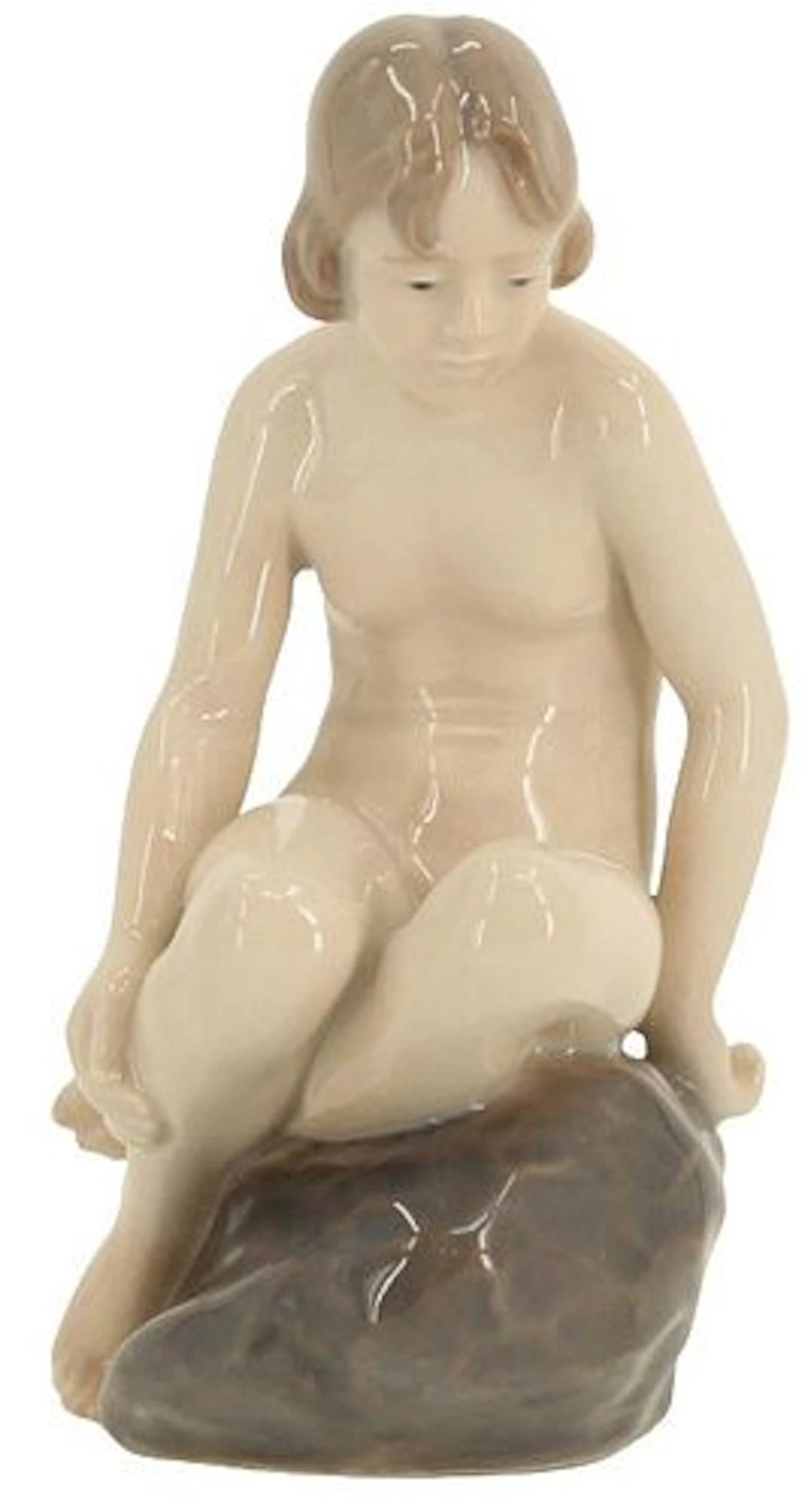Royal Copenhagen Figure #4027 "Girl on Rock Looking Down"