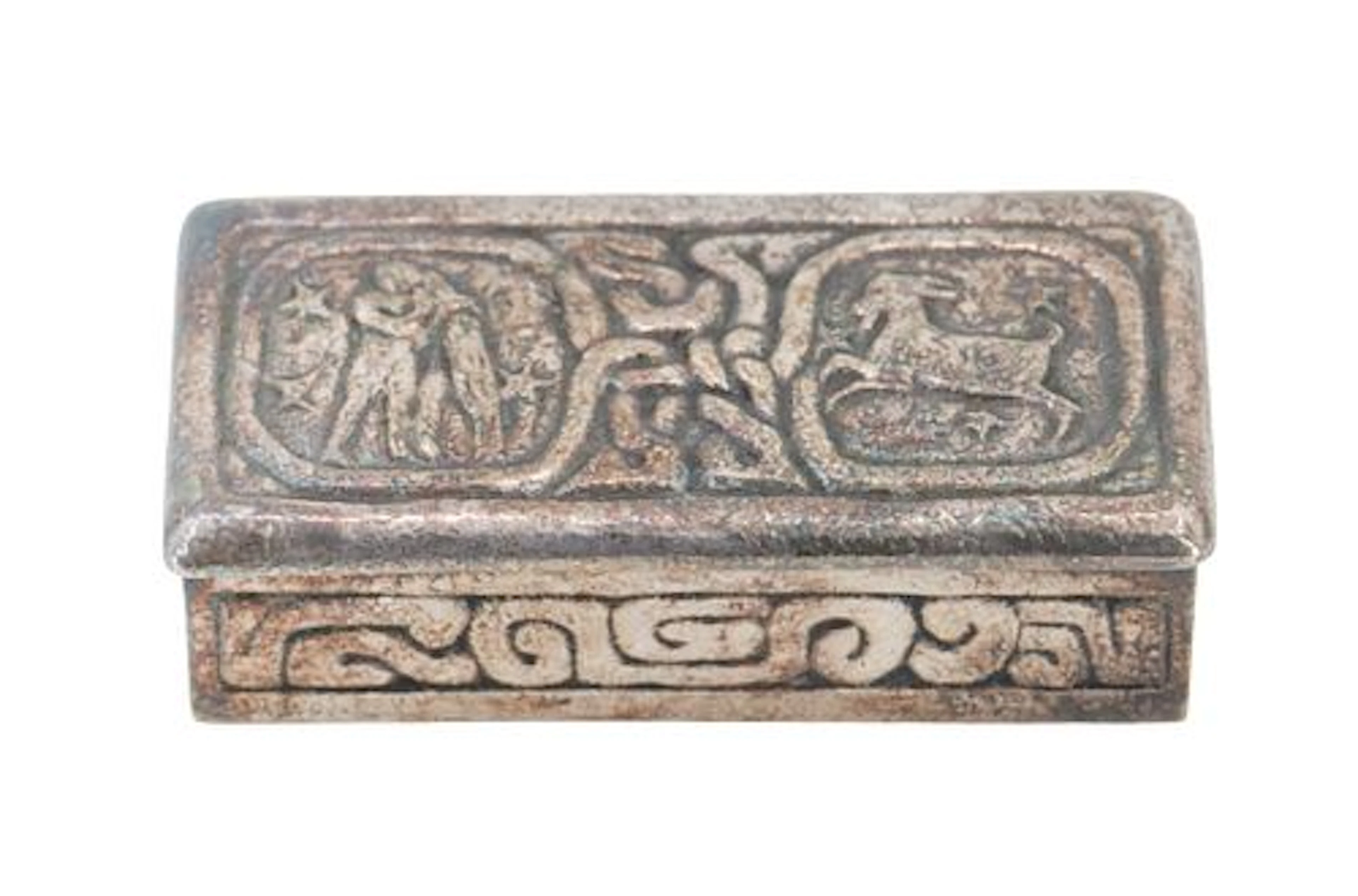Tiffany Studios New York Bronze Zodiac Stamp Box