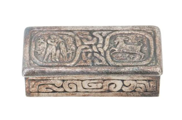 Tiffany Studios New York Bronze Zodiac Stamp Box