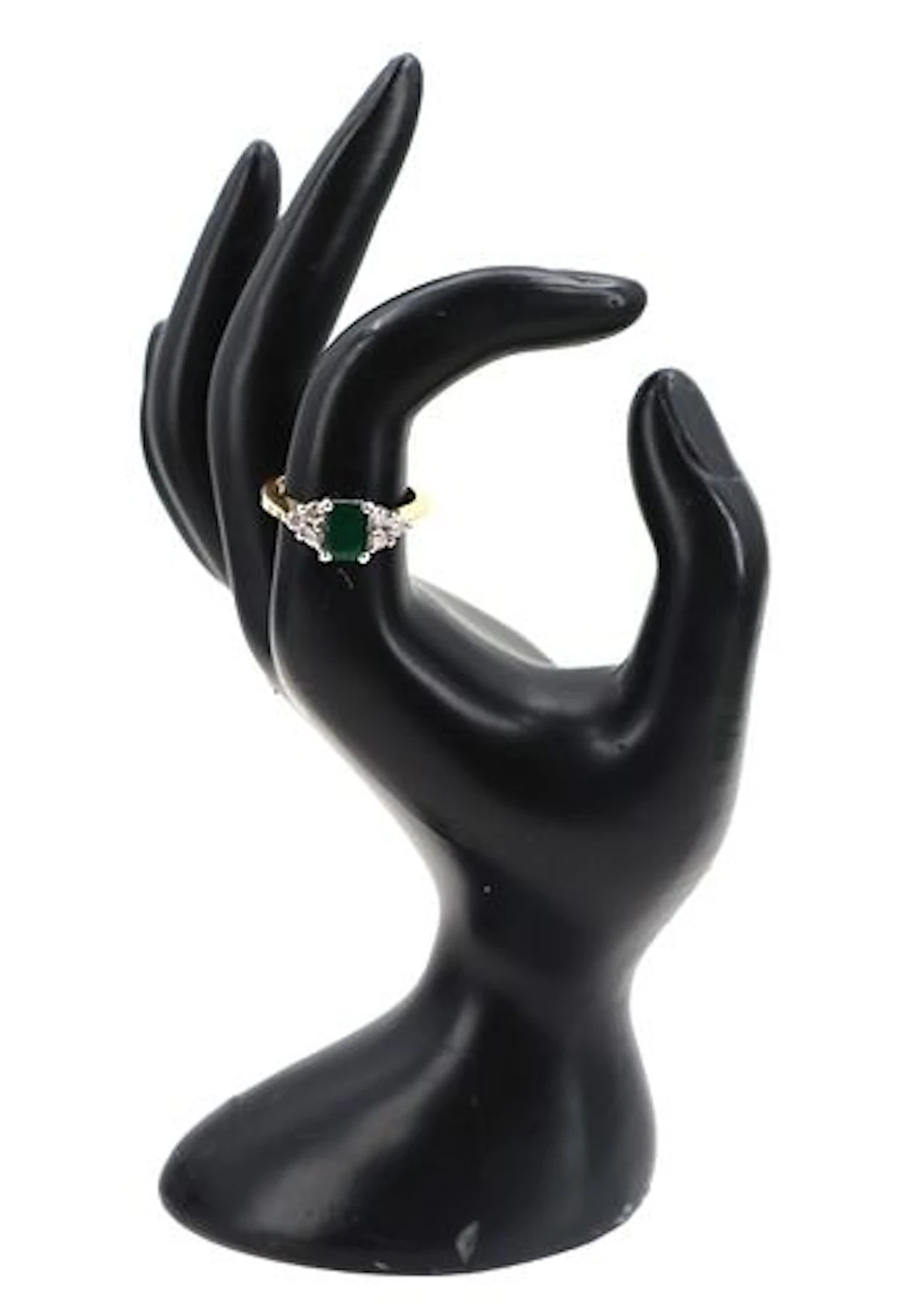 14k Gold, African Emerald, and Diamond Ring - RS: 7.25 - Gross 4 g.