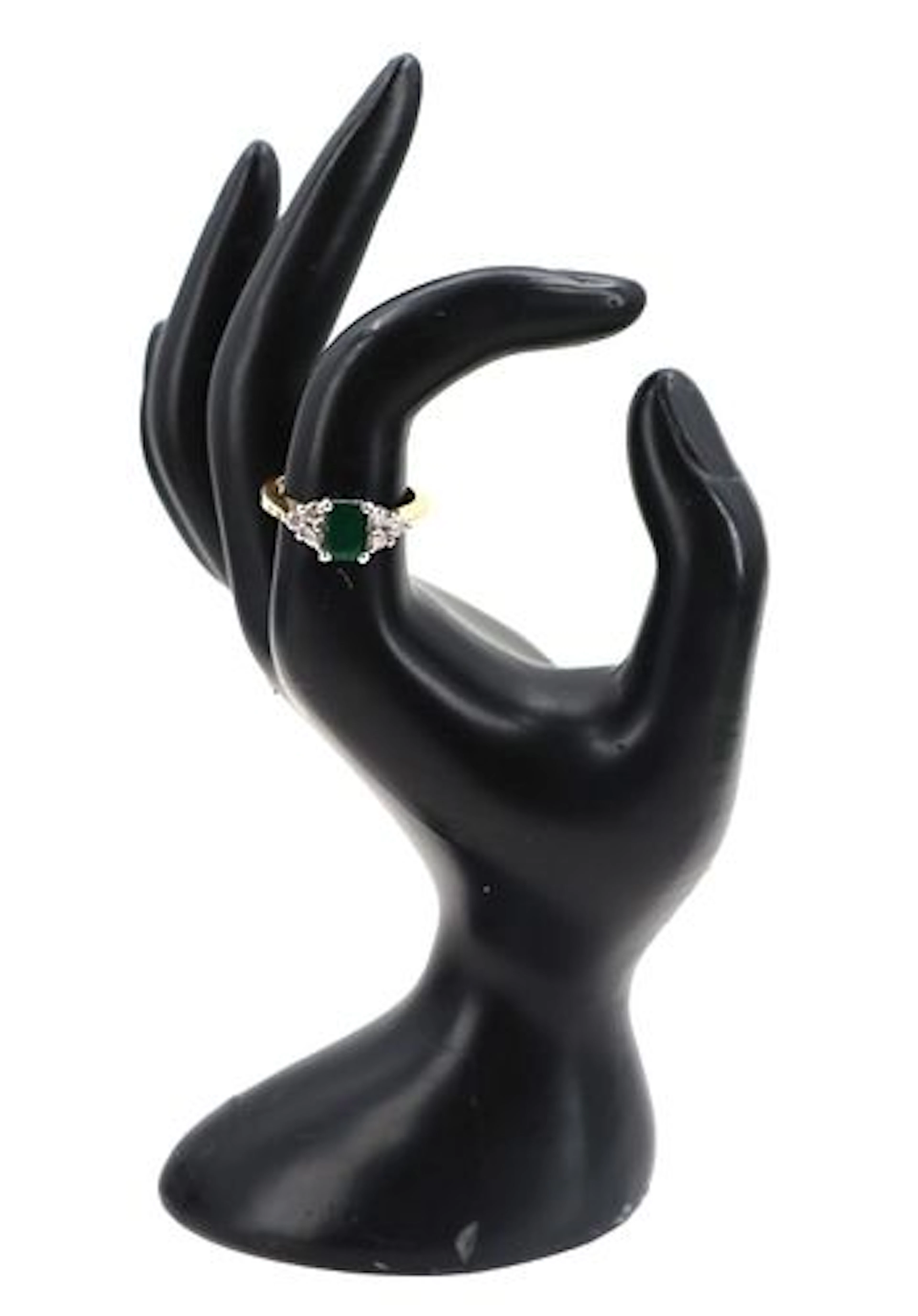 14k Gold, African Emerald, and Diamond Ring - RS: 7.25 - Gross 4 g.