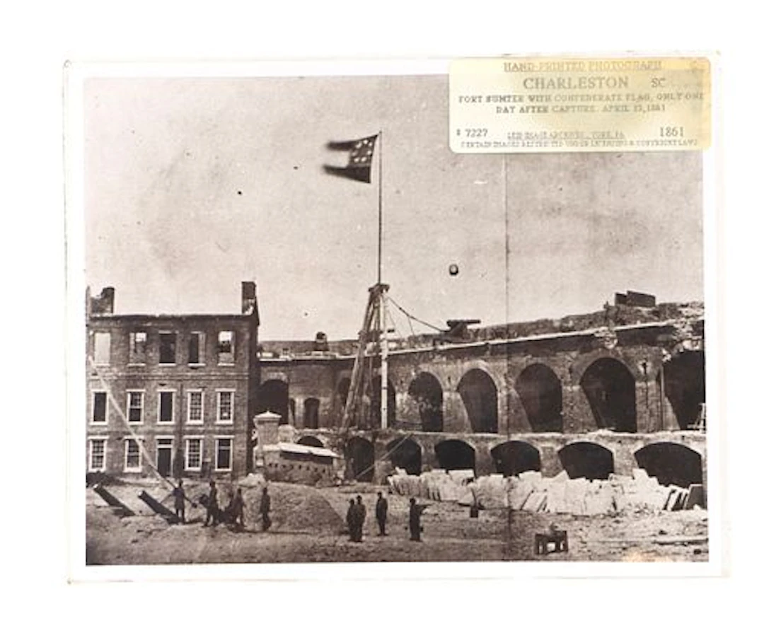 Hand-Printed Historical Photograph Reproduction of Fort Sumter with