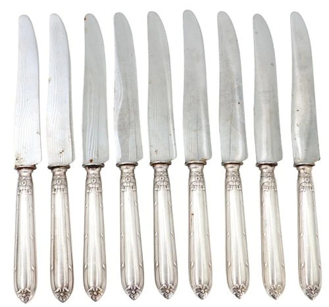 (9) French Cailar Bayard .950 Silver and Stainless Steel Knives