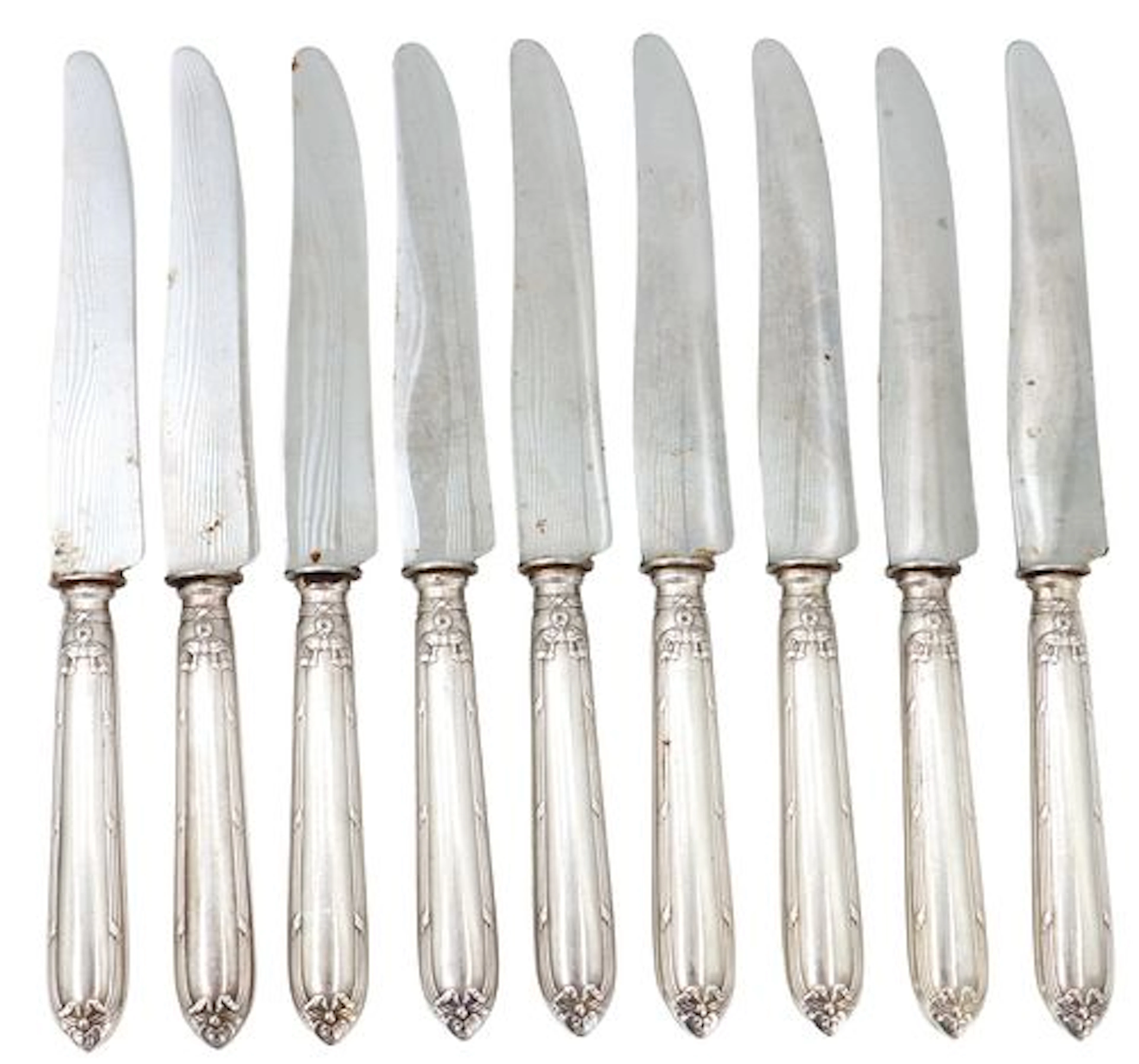 (9) French Cailar Bayard .950 Silver and Stainless Steel Knives