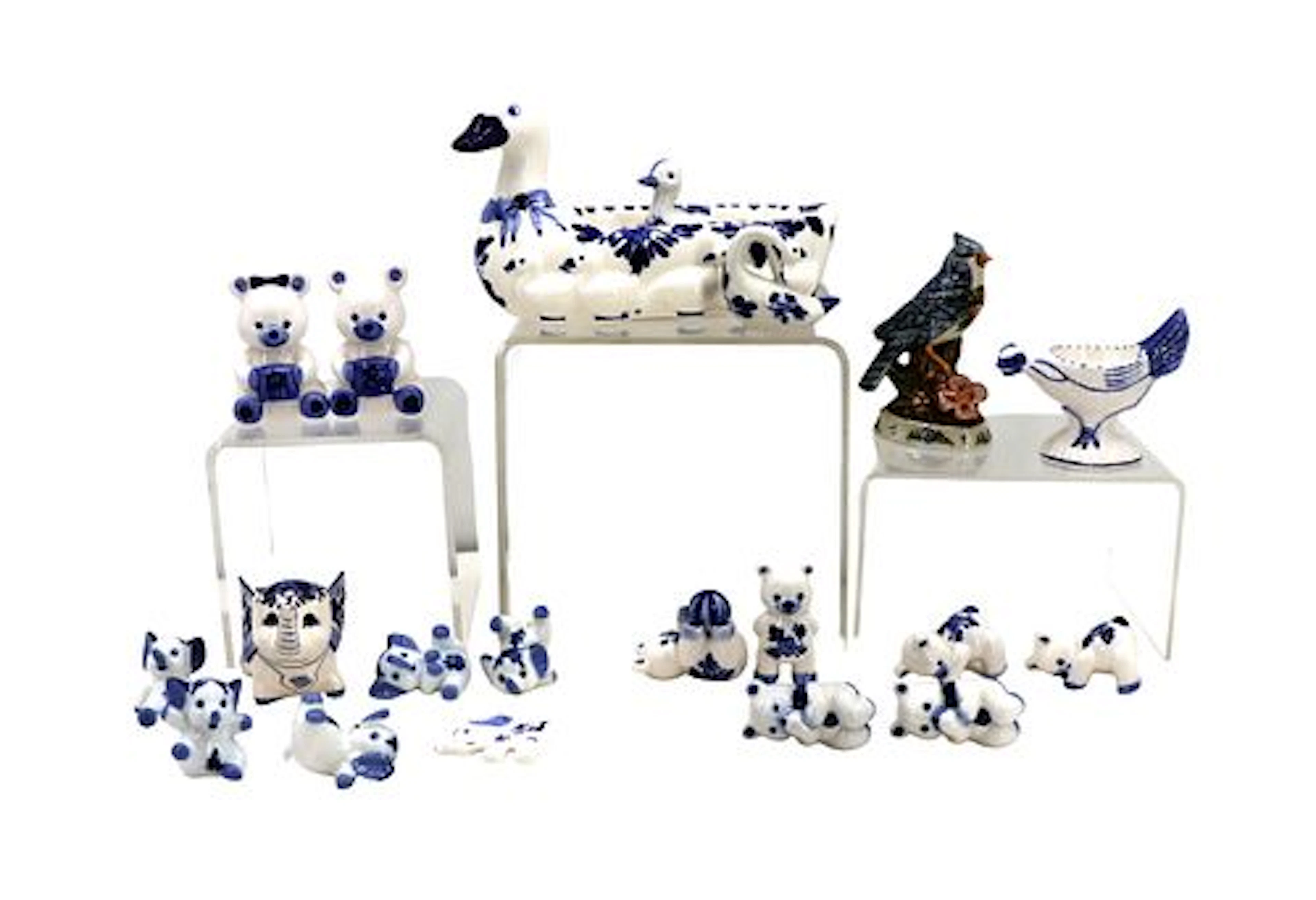 (20) Dutch Delft Earthenware Animal Sculptures and Figurines