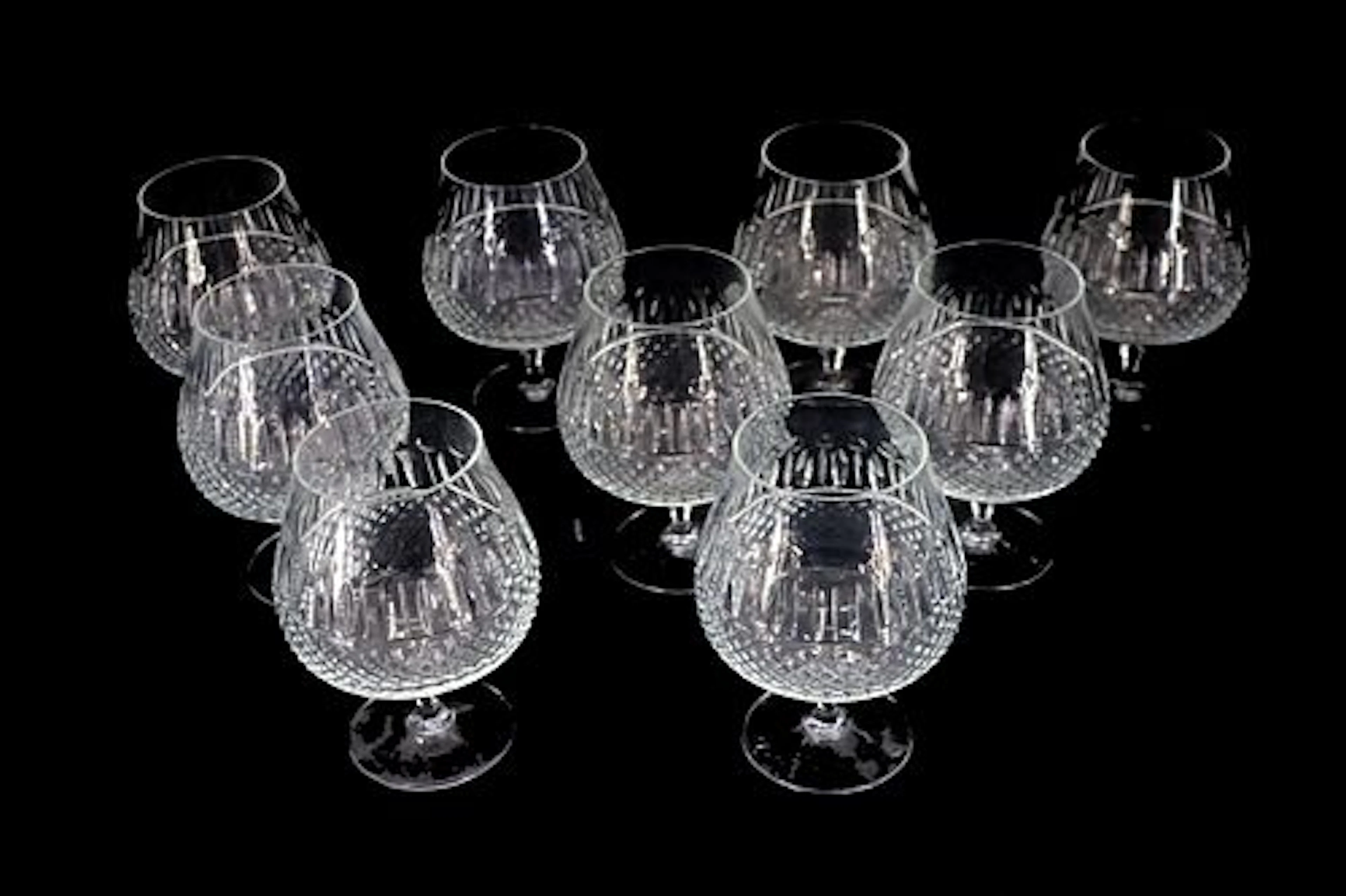 (9) Mikasa Kingsley Cut Glass Brandy Snifters