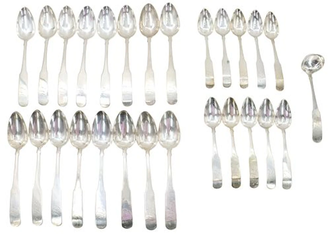 Nehemiah Dodge (1774-1843) American, (27) Pieces of Coin Silver Serveware