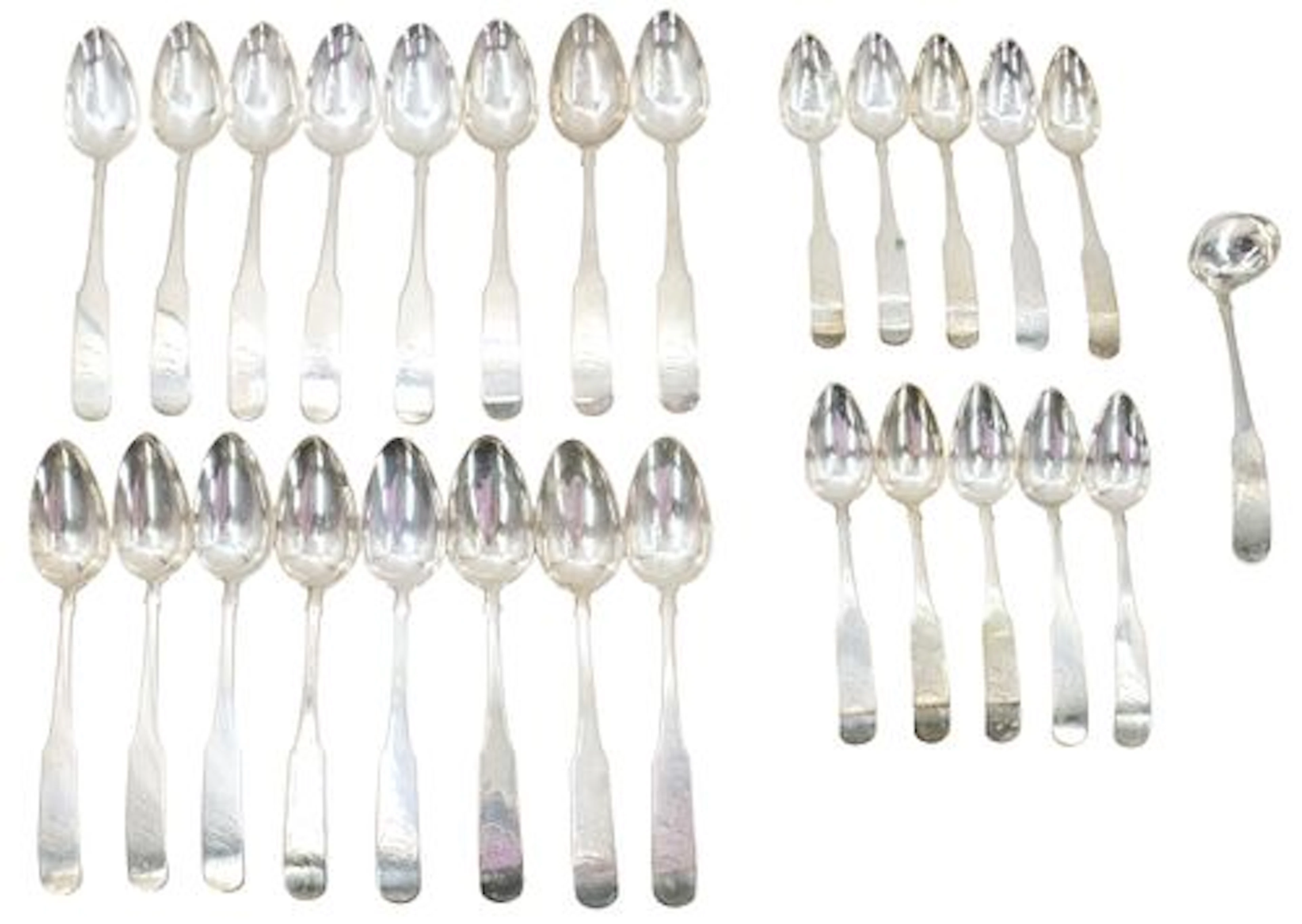 Nehemiah Dodge (1774-1843) American, (27) Pieces of Coin Silver Serveware
