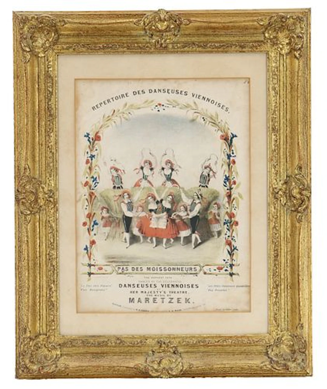 Mid 19th Century Hand Colored Lithographic Sheet Music Cover for LEs