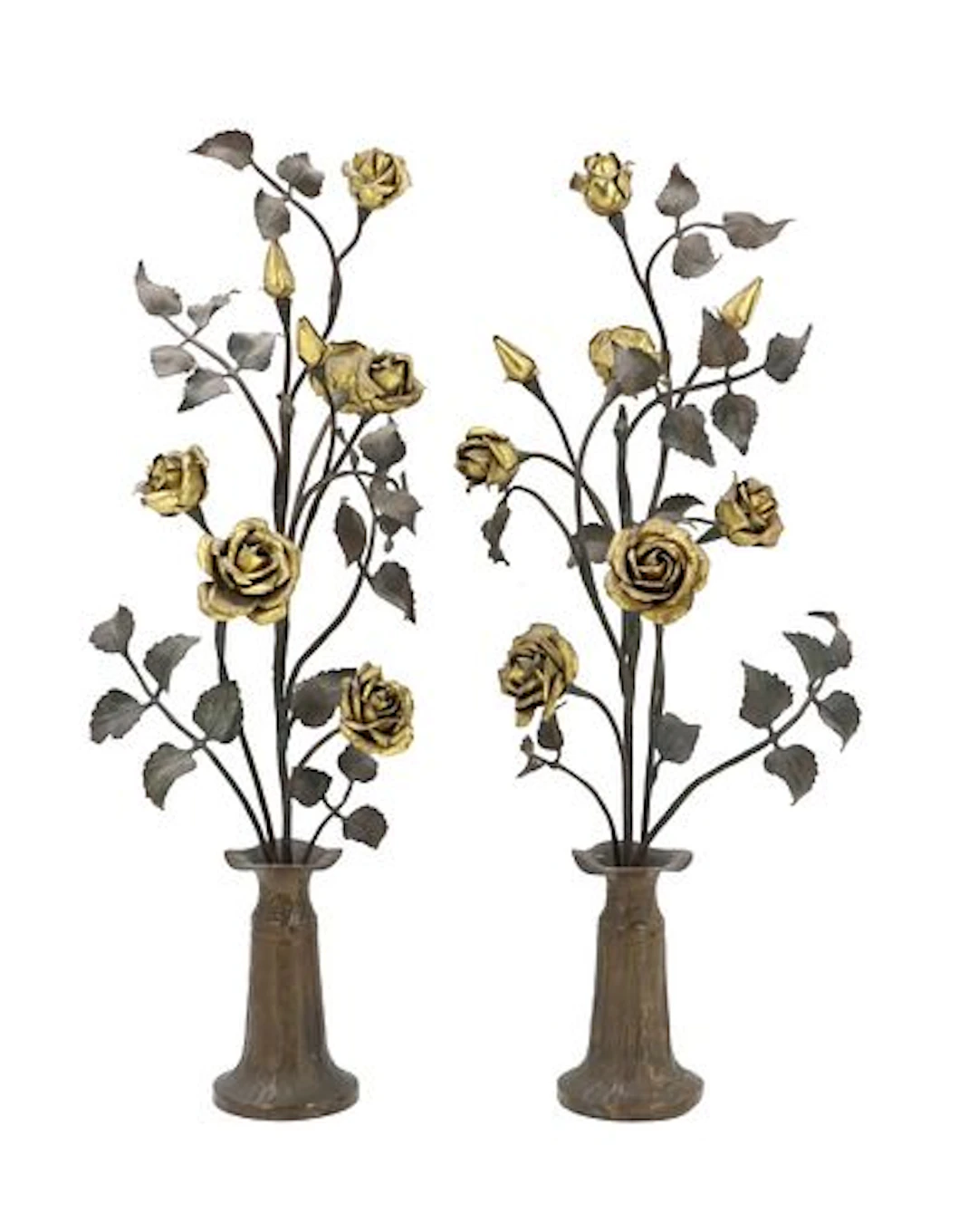 (2) Vintage Ironcraft Gilt Metal Decorative Floral Sculptures