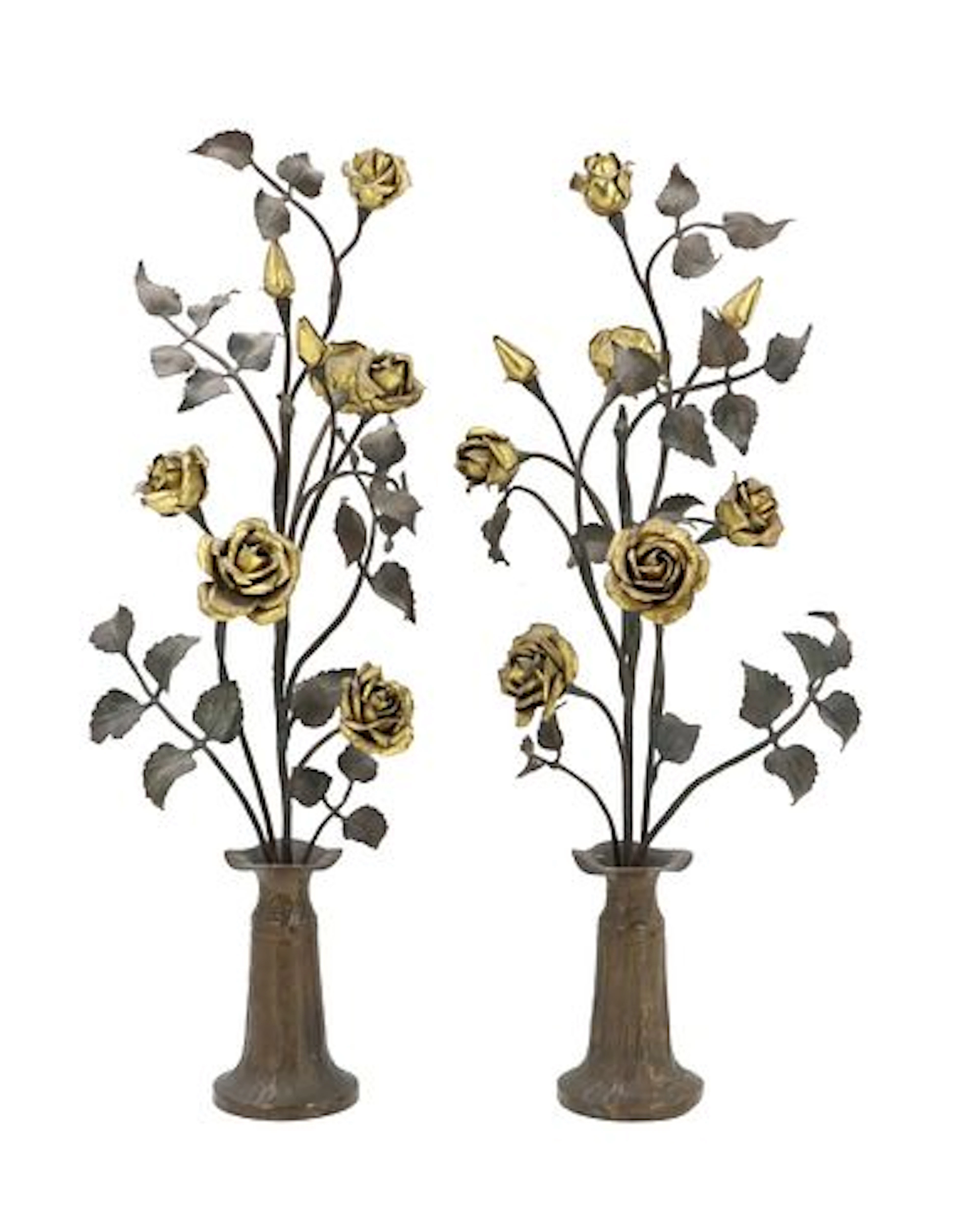 (2) Vintage Ironcraft Gilt Metal Decorative Floral Sculptures