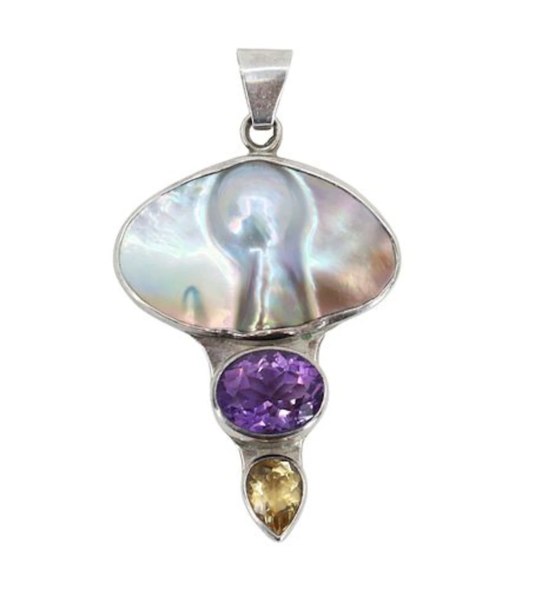 Charles Albert Sterling Silver, Bubble Pearl, Amethyst, and Citrine