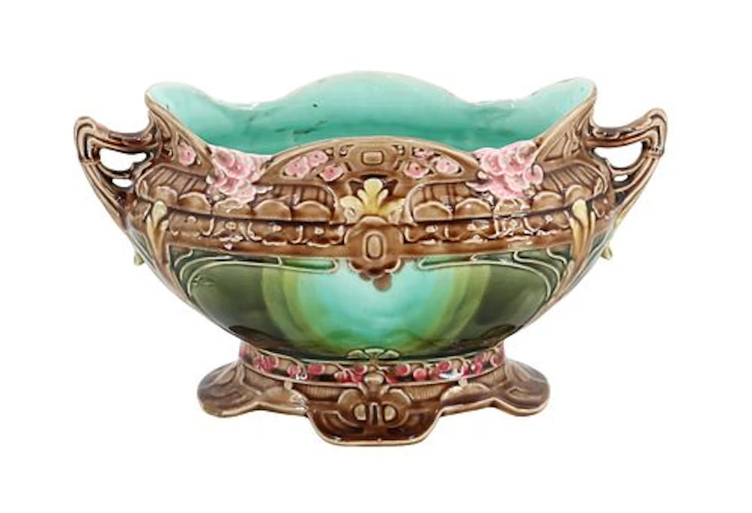 Antique European Art Nouveau Majolica Jardiniere