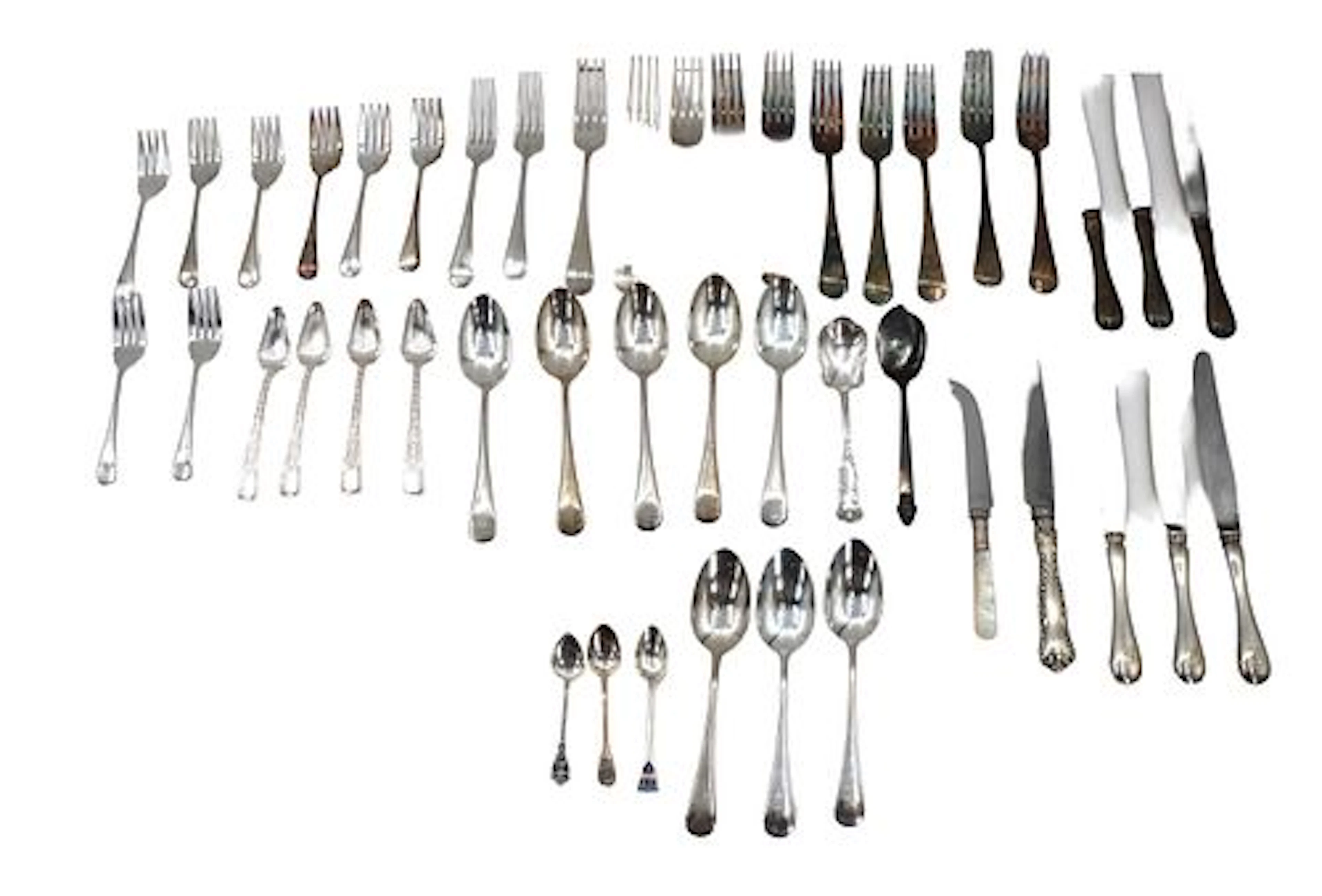 (45) Pieces Assorted Sterling Silver, Silverplated, and Stainless Flatware