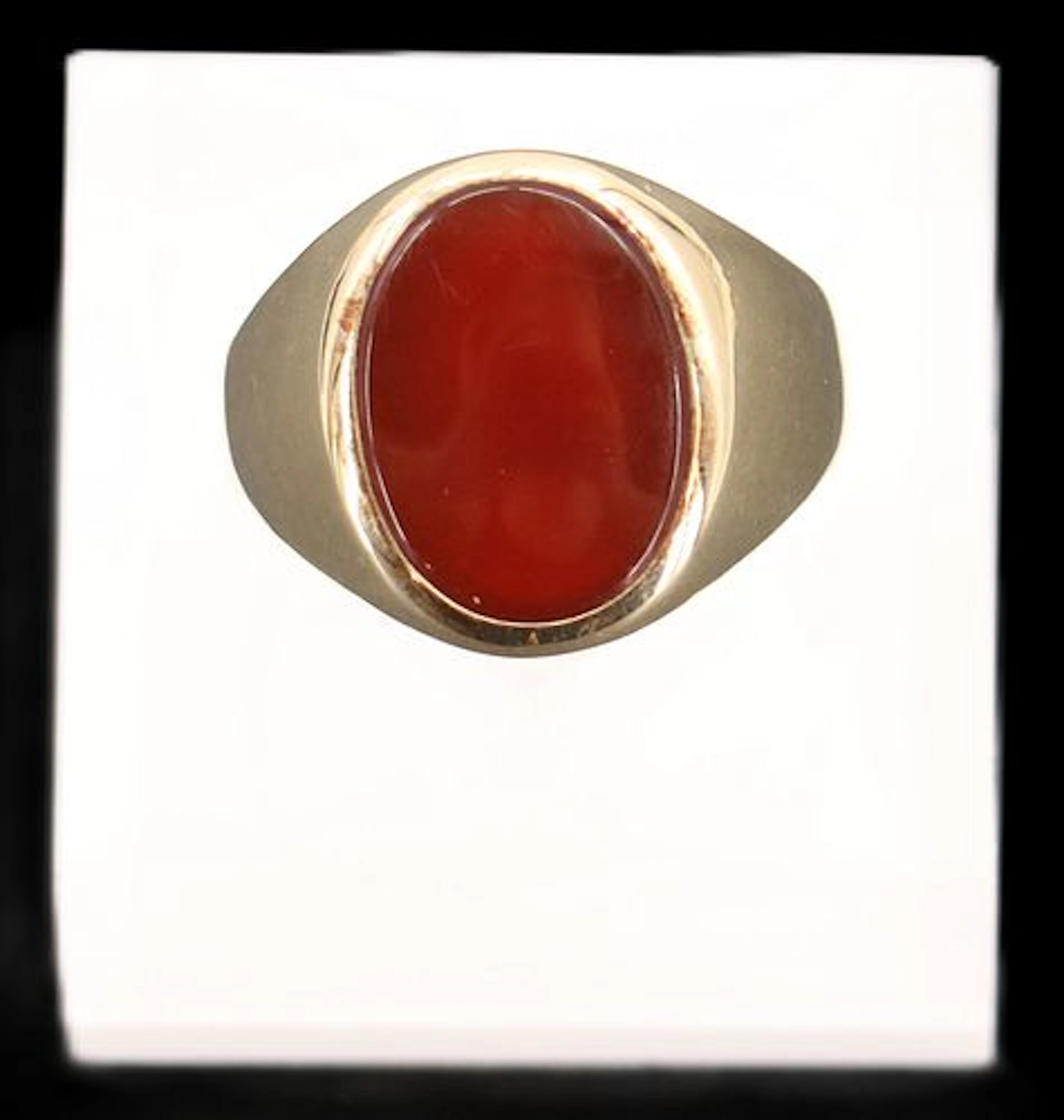Vintage Esemco 10k Gold and Carnelian Signet Solitaire Ring - RS: