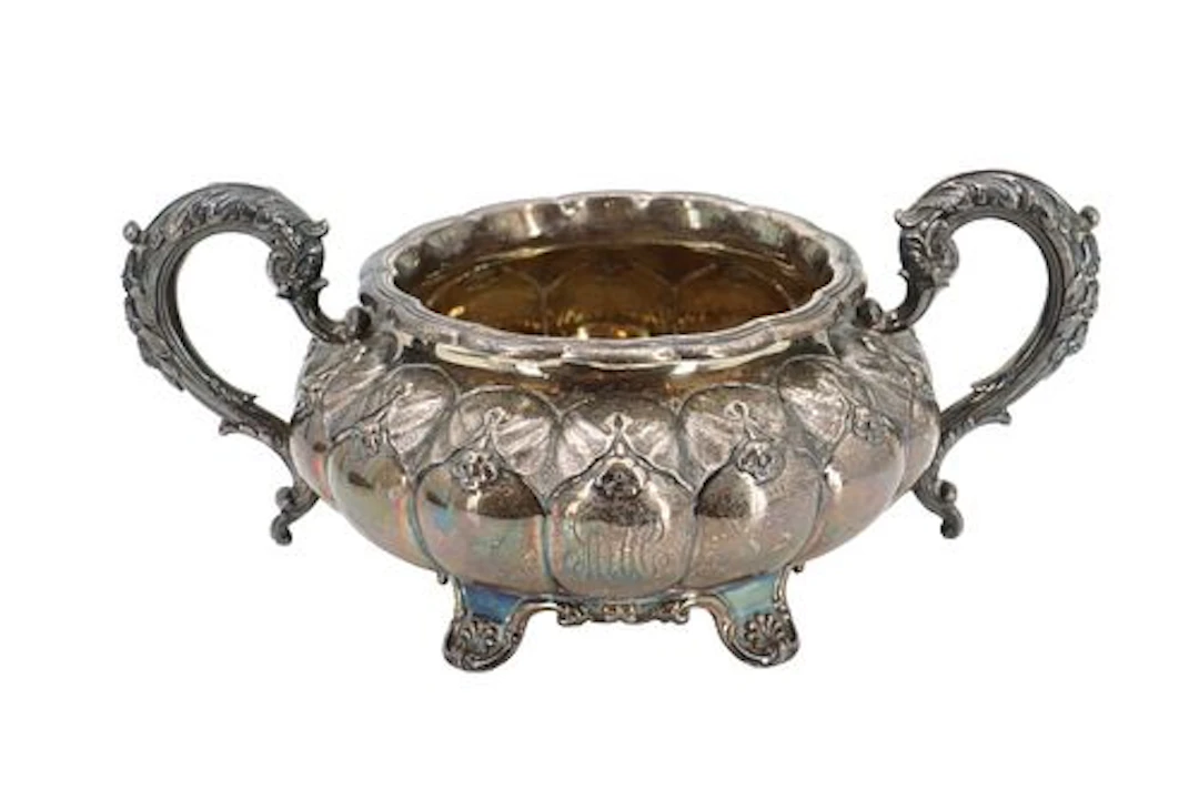 Antique English Sterling Silver Footed Two-Handle Sugar Bowl - 12.310 ozt.