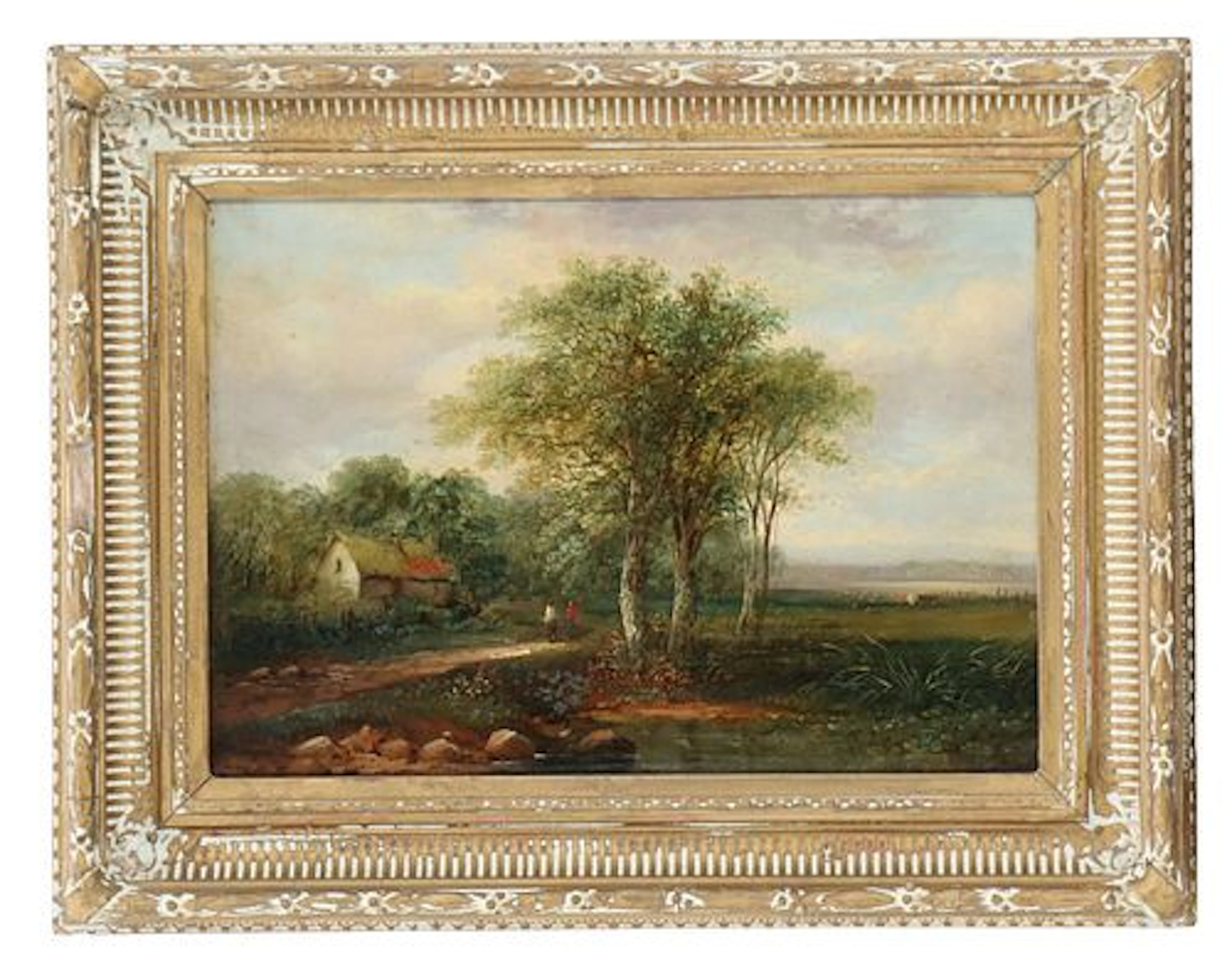Paul-Dominique Gourlier (1813-1869) French, Oil on Board Pastoral Landscape