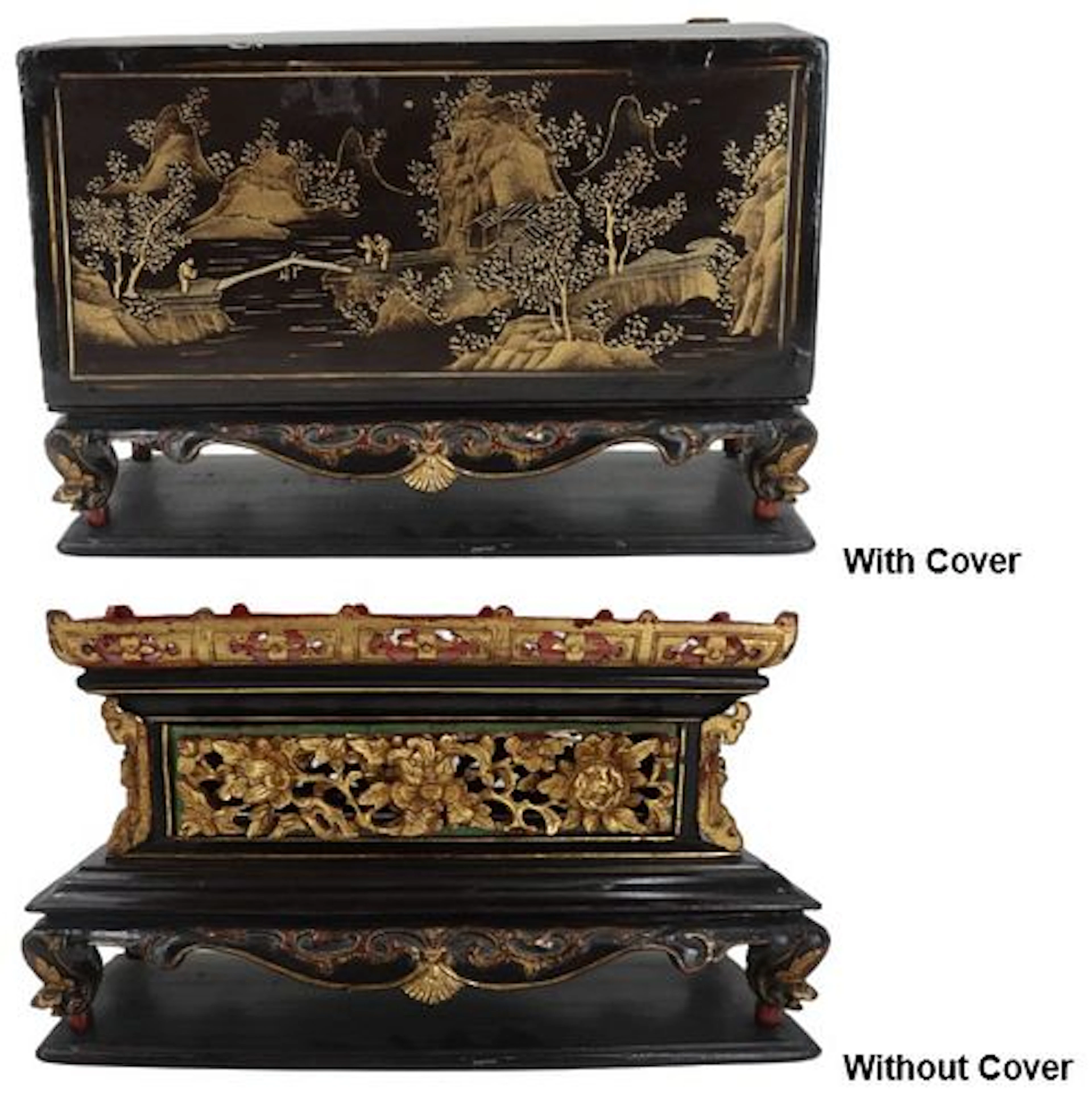 Chinese Black Lacquer and Gilt Altar Shrine