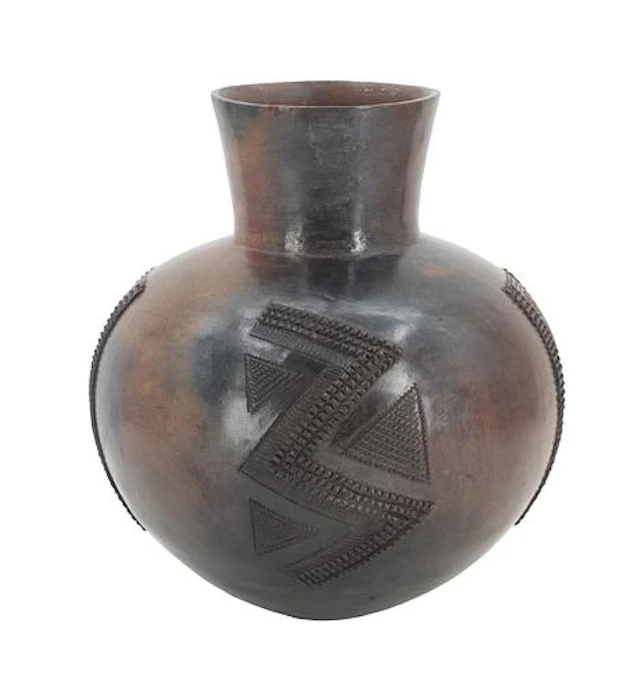 South African Zulu Pottery Bottle Signed Nester Nala