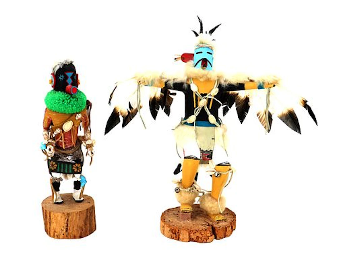 (2) Native American Zuni Lameman Family Handmade Kachina Dolls