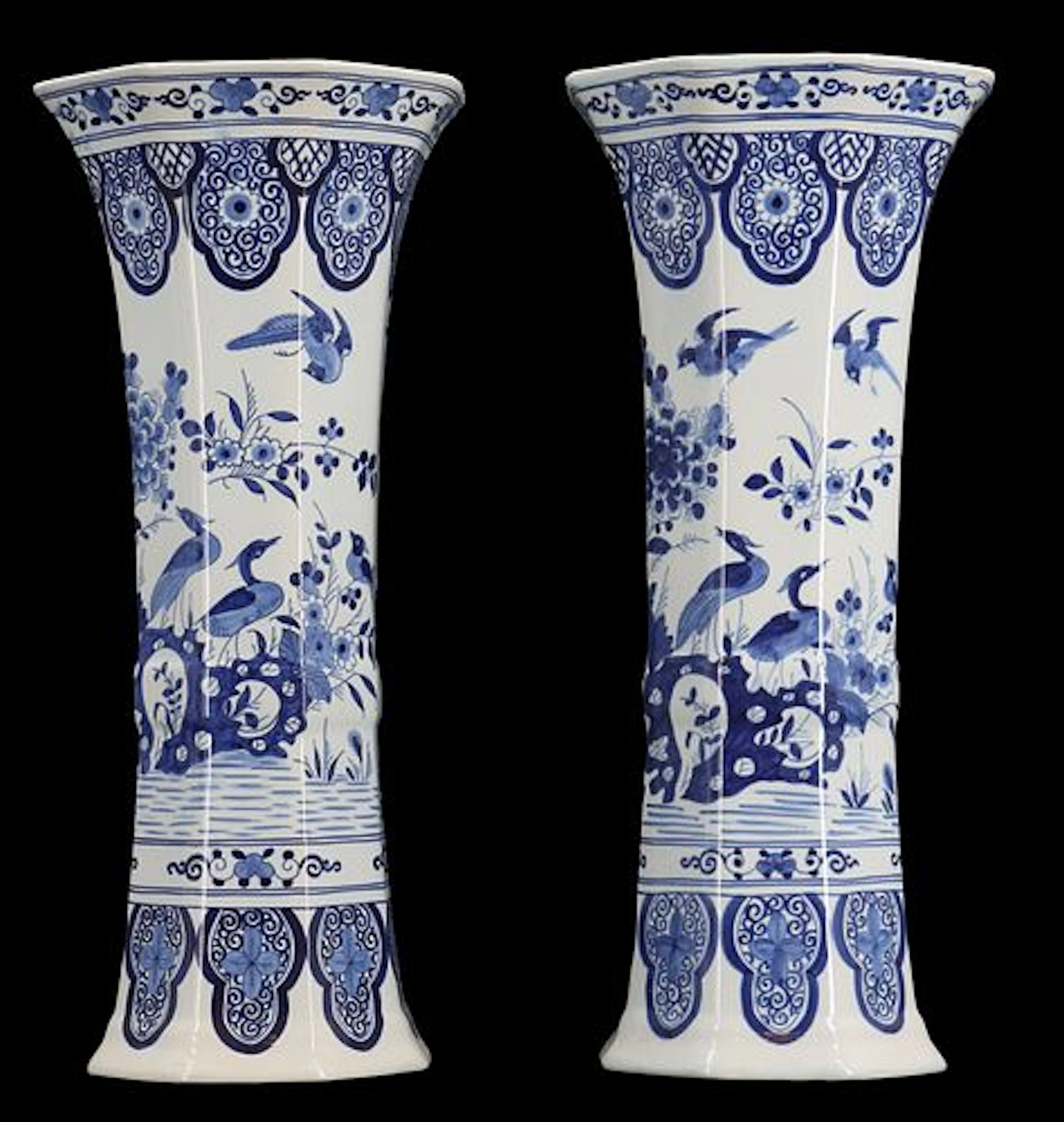 (2) Vintage Dutch Delft Blue and White Ceramic Vases