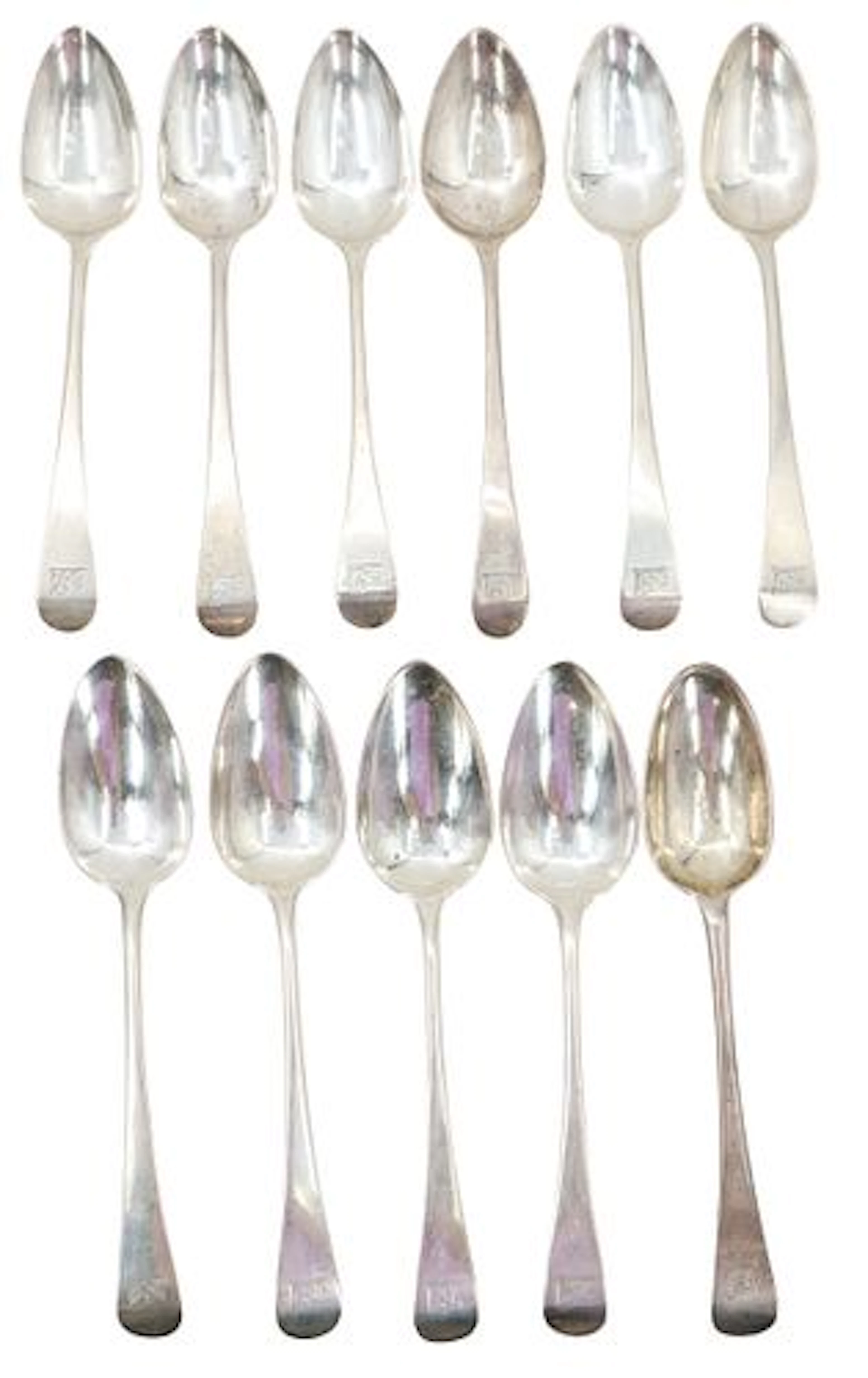 (11) Georgian English Sterling Silver Spoons - 24.230 ozt.