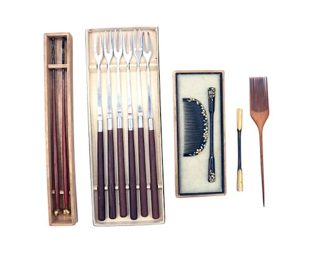 Collection of Japanese Hair Ornaments and Utensils