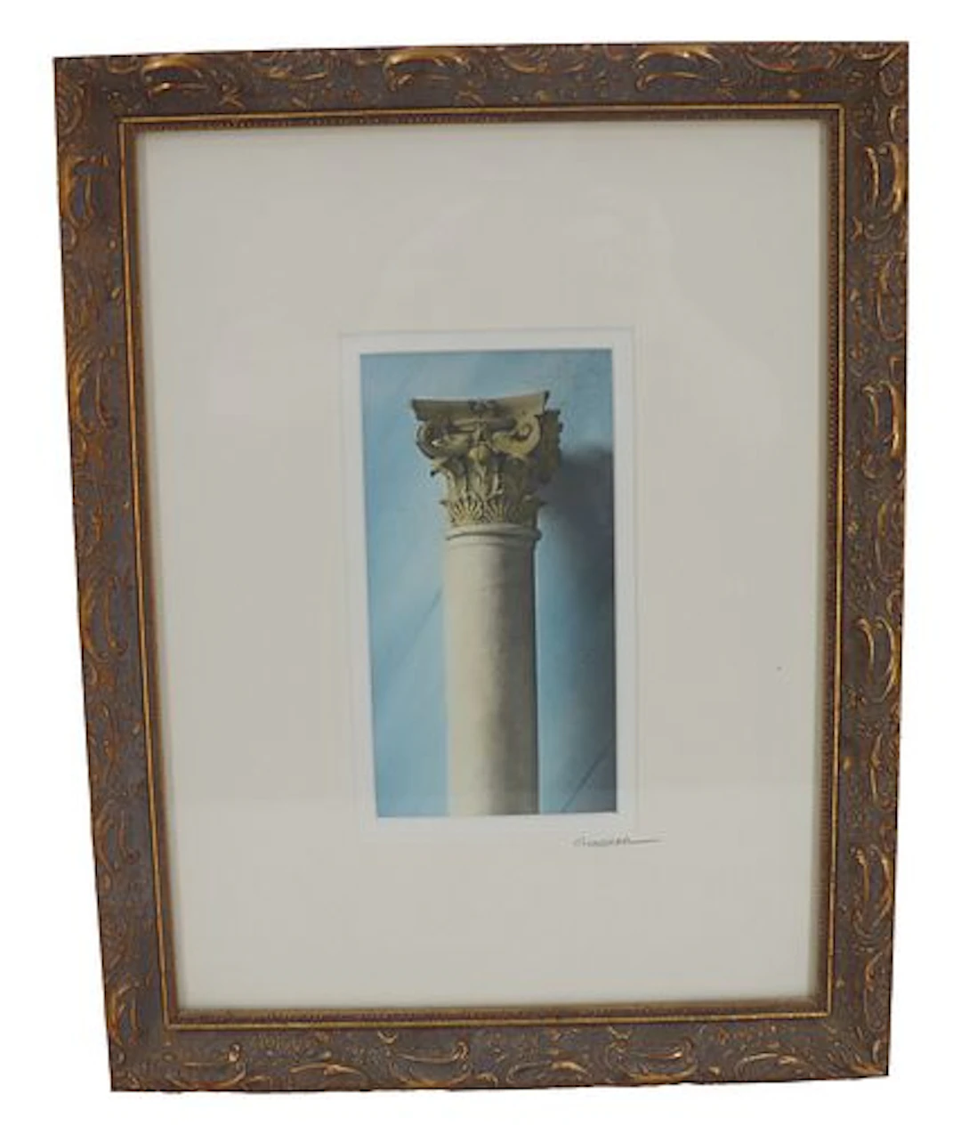 Signed Genovar Architectural Print of Corinthian Column