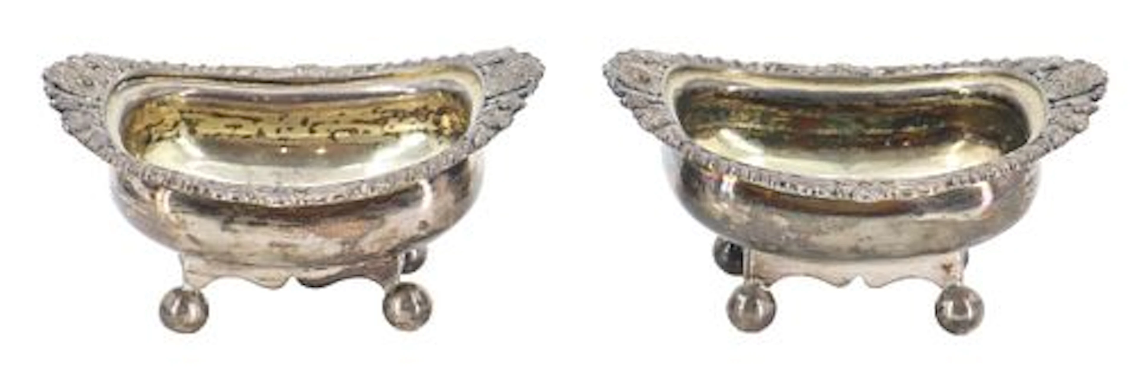 Pair of Antique English Sterling Silver Salt Cellars - 6.695 ozt.