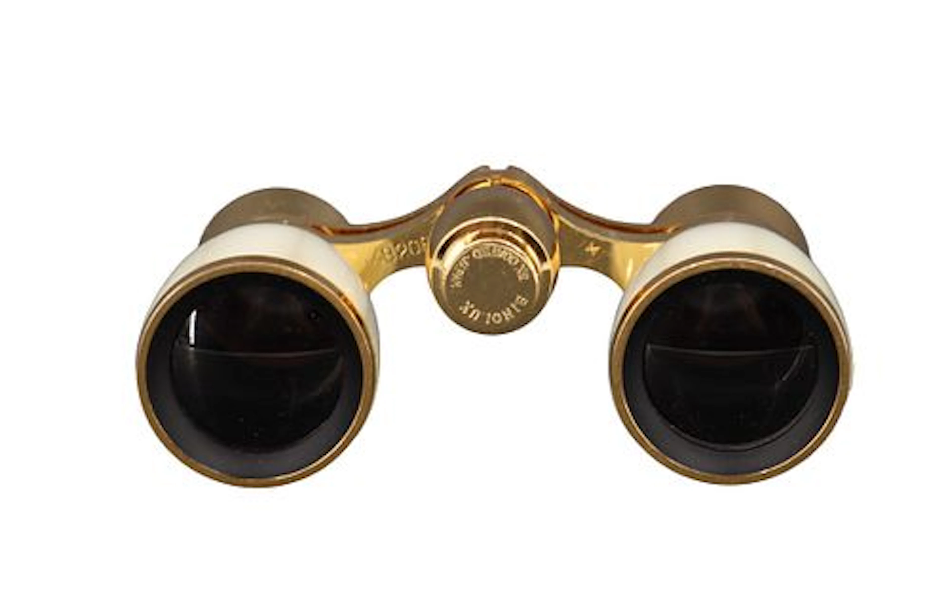 Japanese-Made Mother of Pearl and Gold Tone Opera Glasses in Embroidered Case