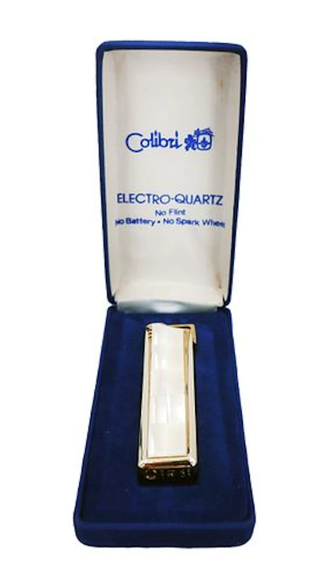 Calibri Electro-Quartz Mother-of-Pearl and Gold Tone Lighter