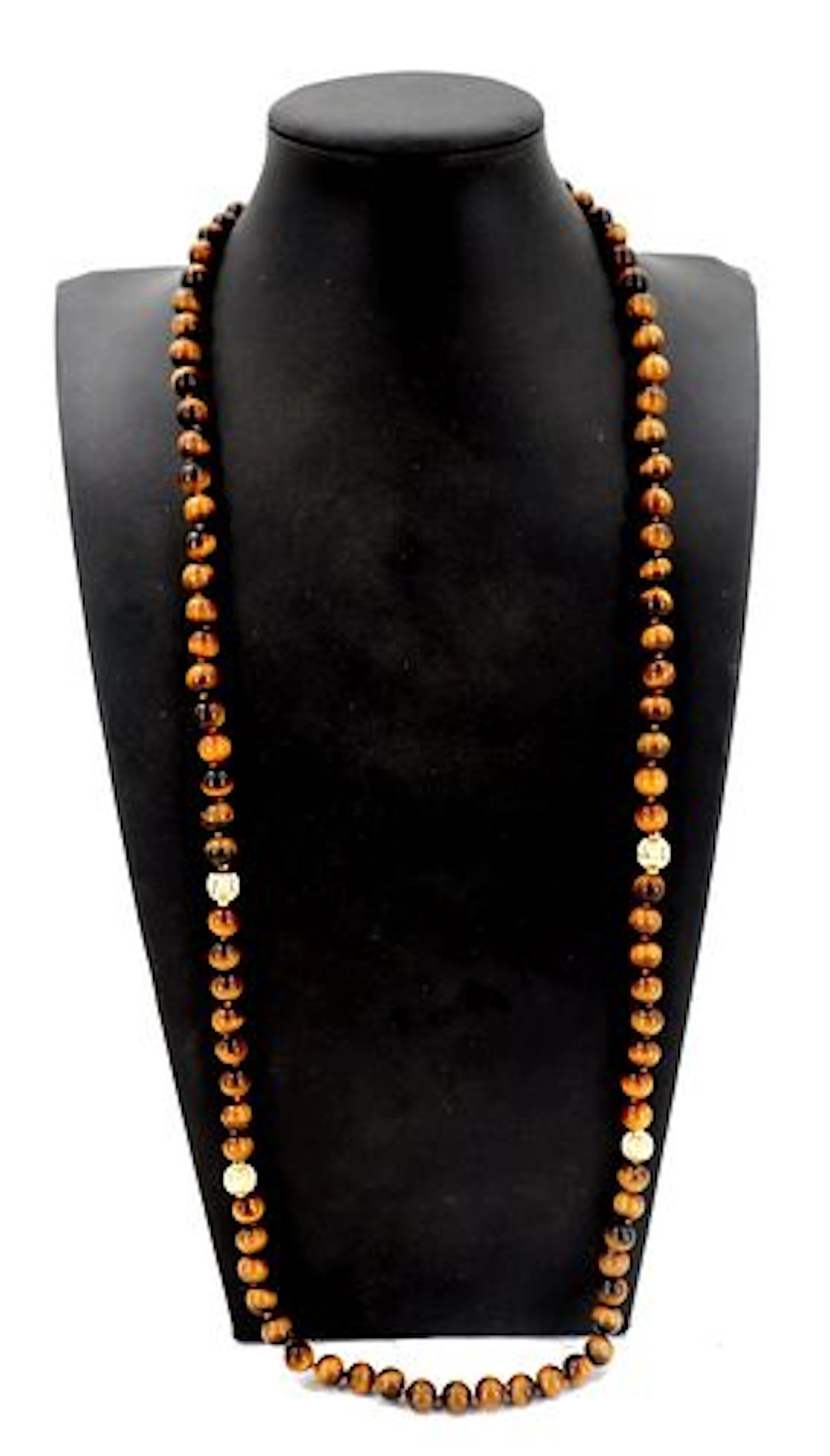 Tiger's Eye and 14k Yellow Gold Beaded Necklace