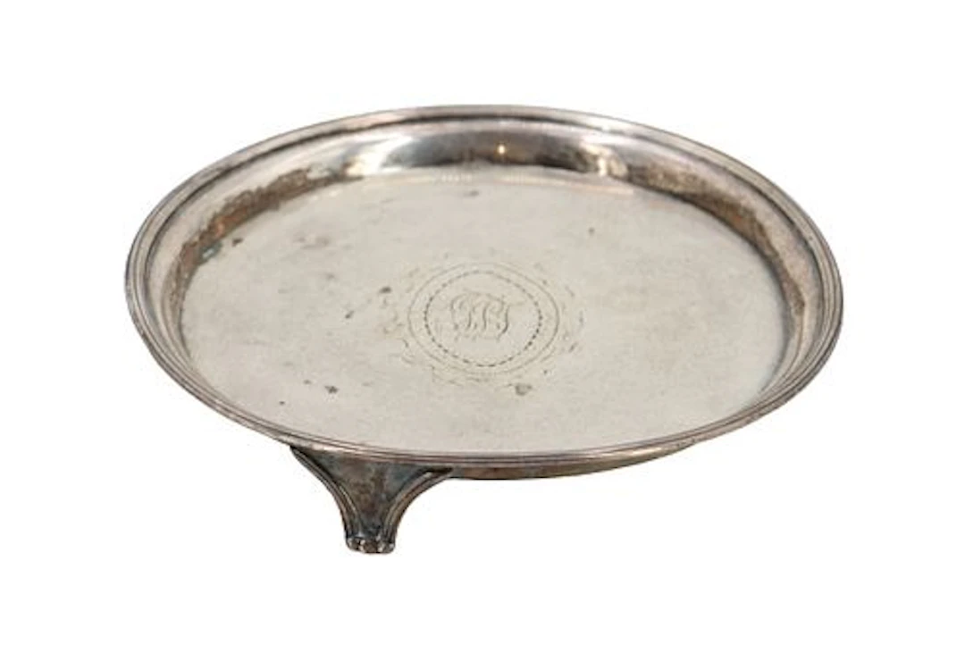 Antique English Georgian Sterling Silver Tri-Footed Card Tray - 5.155 ozt.