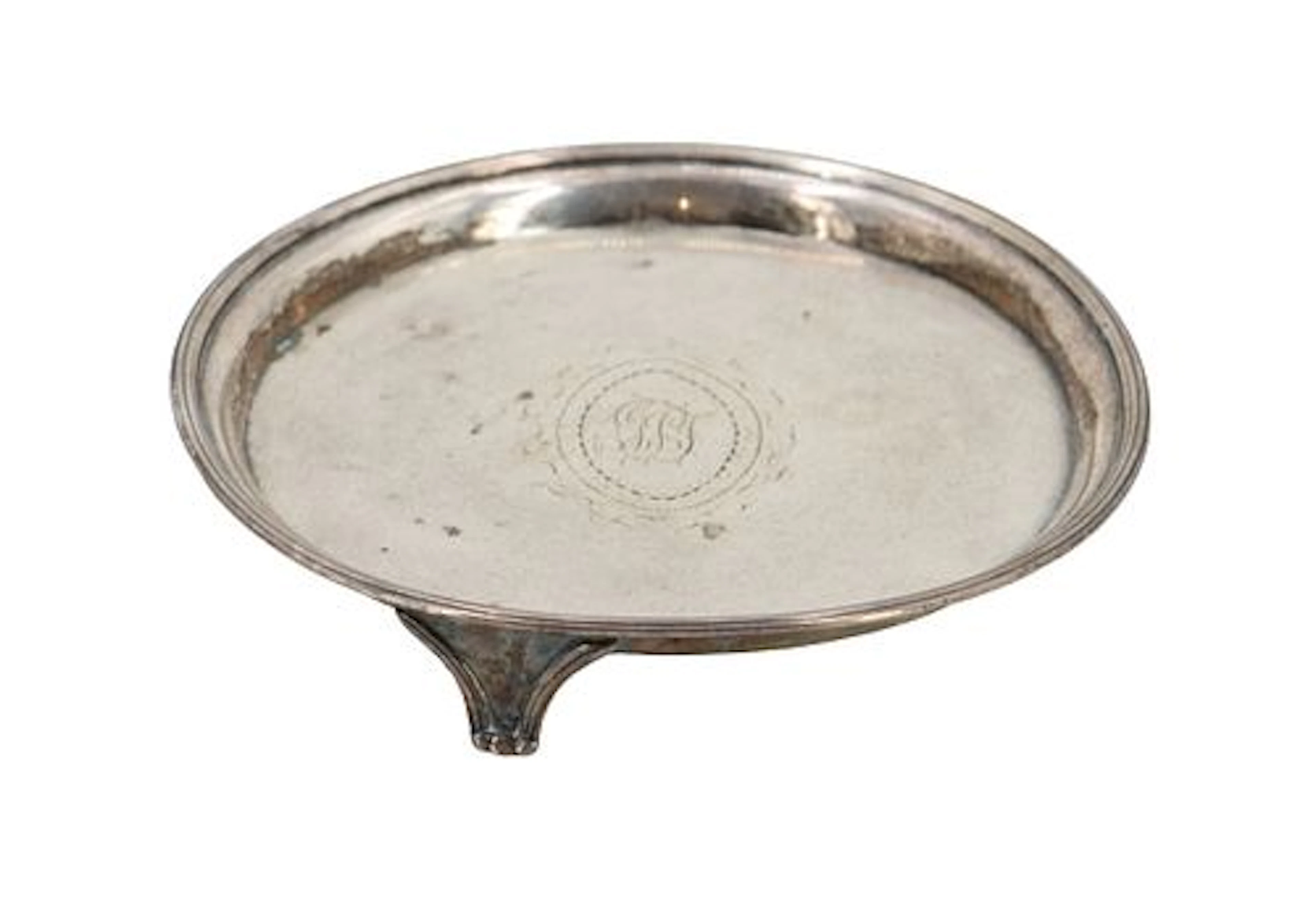 Antique English Georgian Sterling Silver Tri-Footed Card Tray - 5.155 ozt.