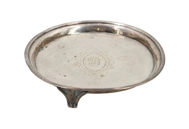Antique English Georgian Sterling Silver Tri-Footed Card Tray - 5.155 ozt.