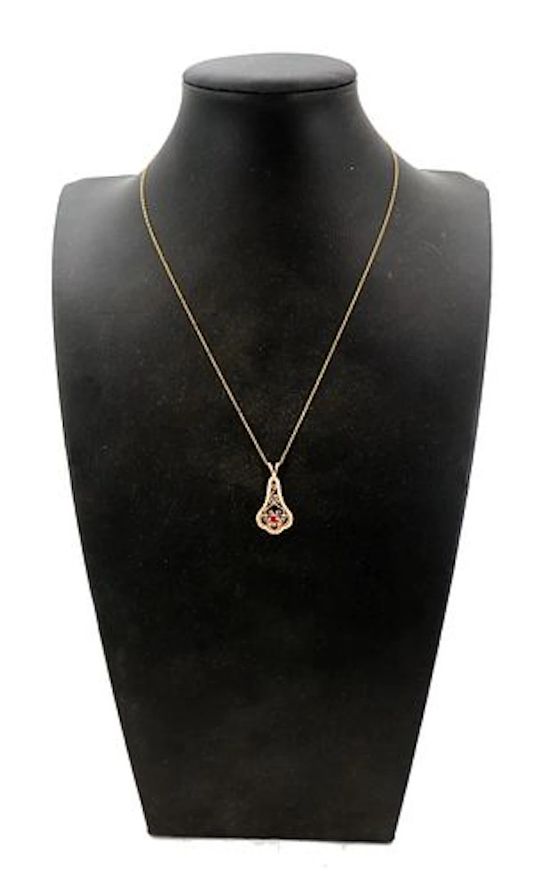 14k Gold and Ruby Pendant on 14k Gold Chain - Gross 2.5 g.