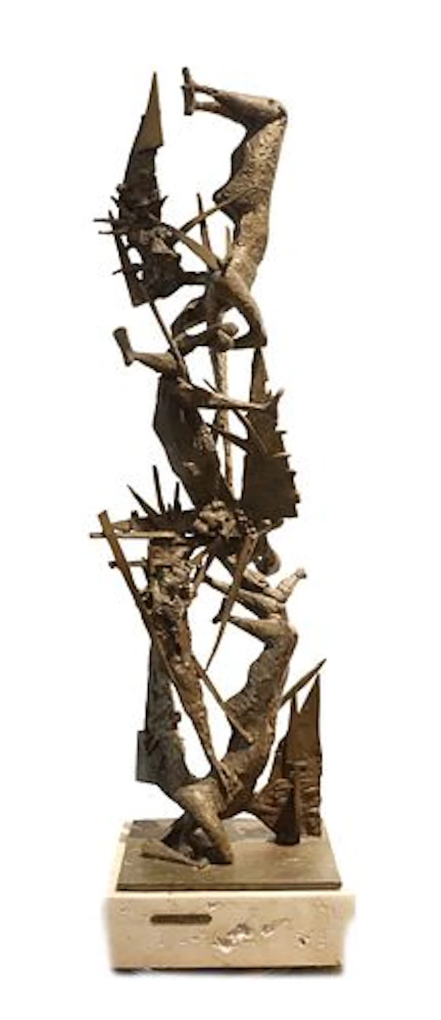 Hugo Daini (1919-1979) Italian, Abstract Brutalist Bronze Sculpture