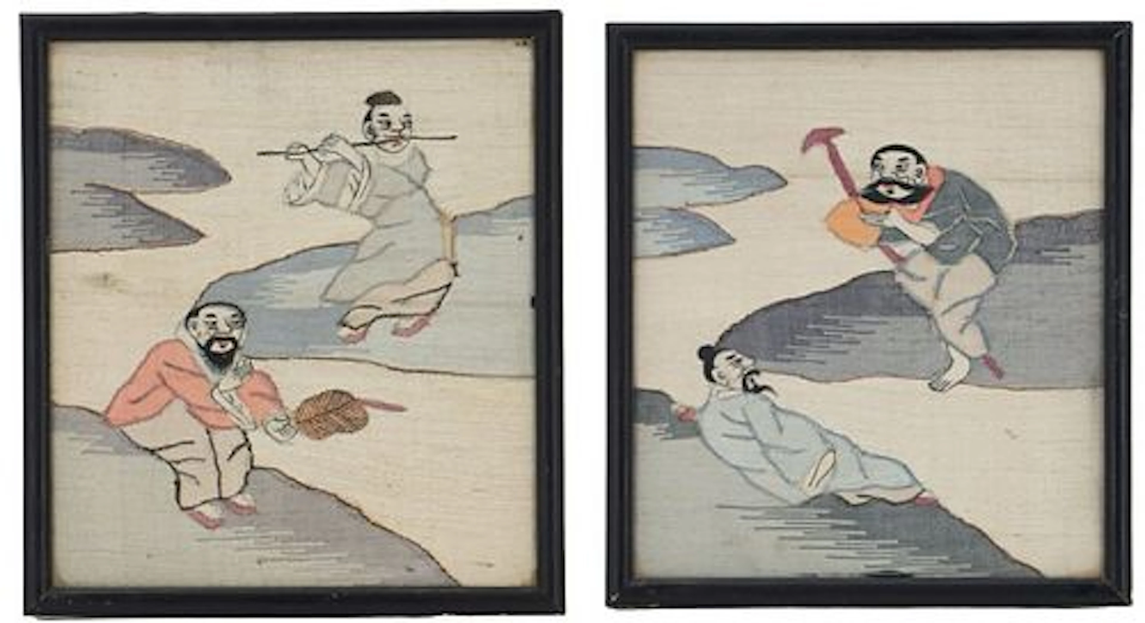 Pair of Antique Chinese Silk Kesi Panels