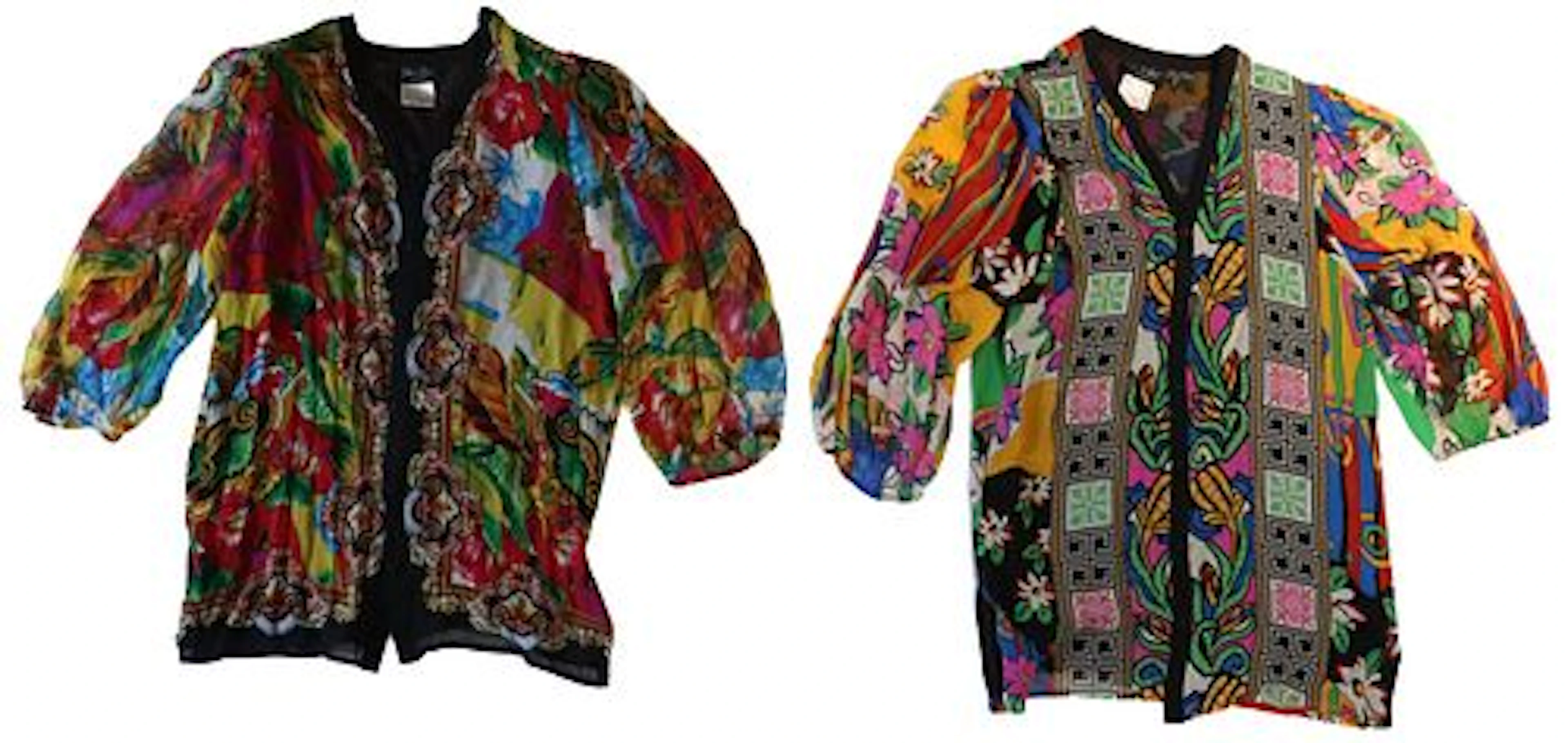 (2) Diane Freis Original 100% Silk Printed Jackets