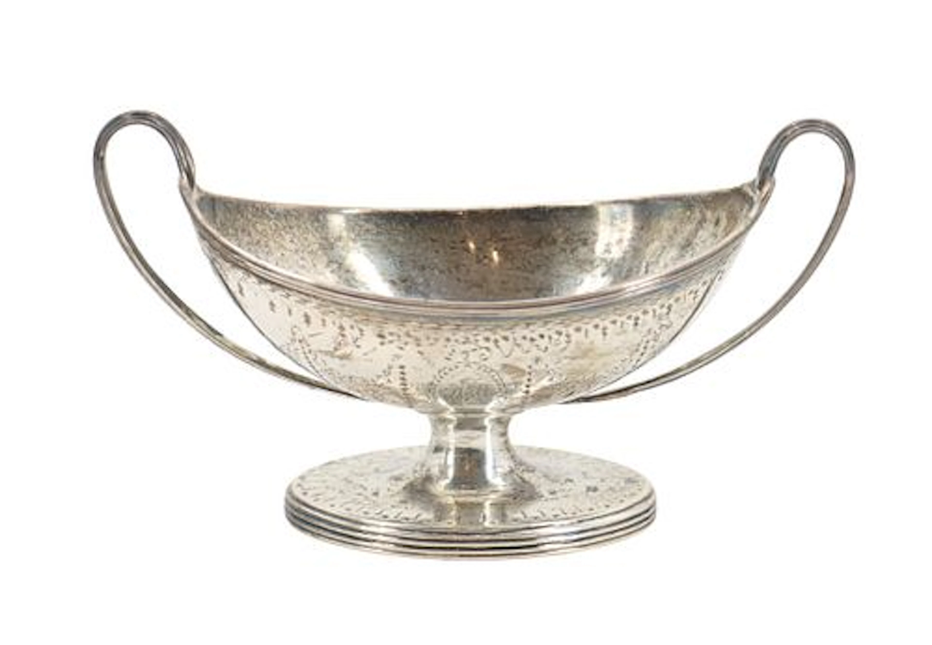 Antique English Sterling Silver Footed Two-Handle Salt Cellar - 2.920 ozt.