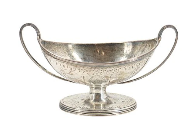 Antique English Sterling Silver Footed Two-Handle Salt Cellar - 2.920 ozt.