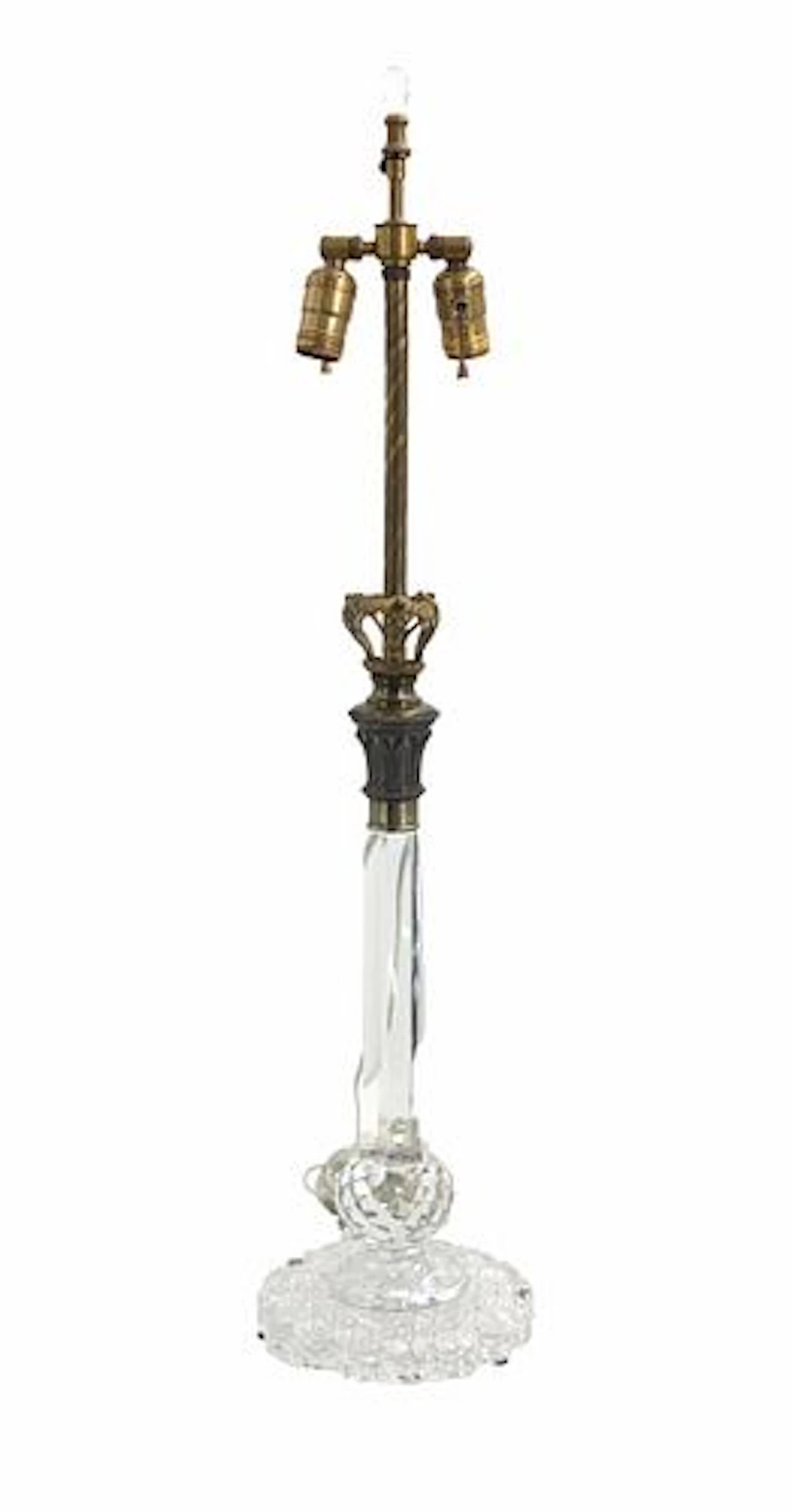 Antique Early 20th Century Likely French Lamp with Cut Crystal Base