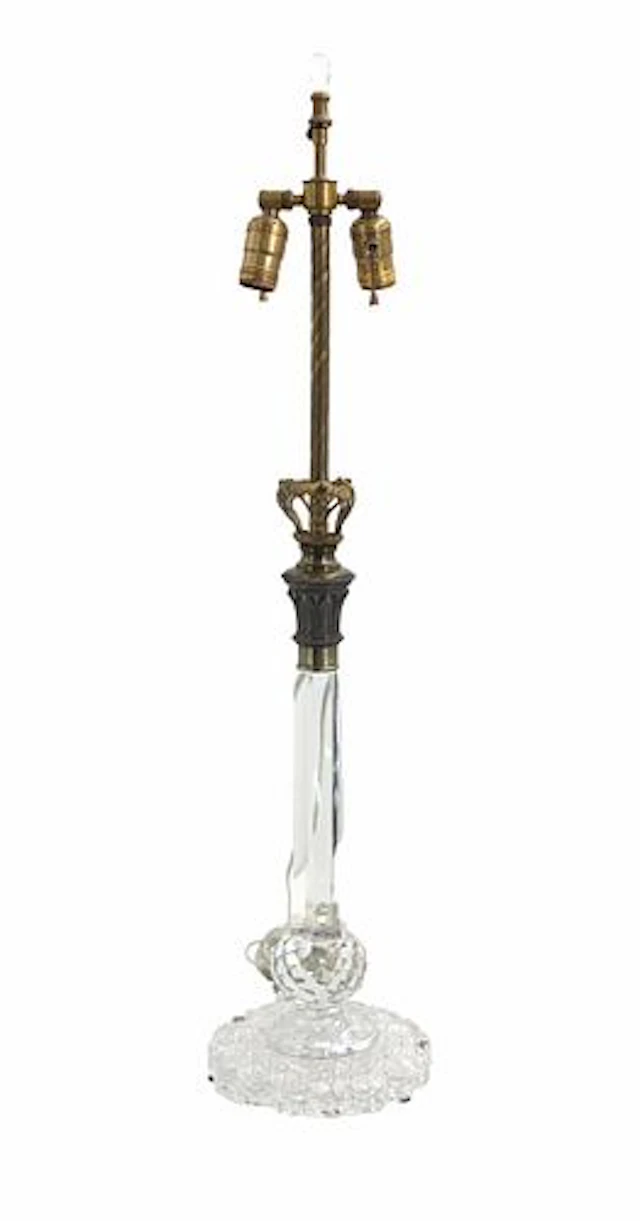 Antique Early 20th Century Likely French Lamp with Cut Crystal Base