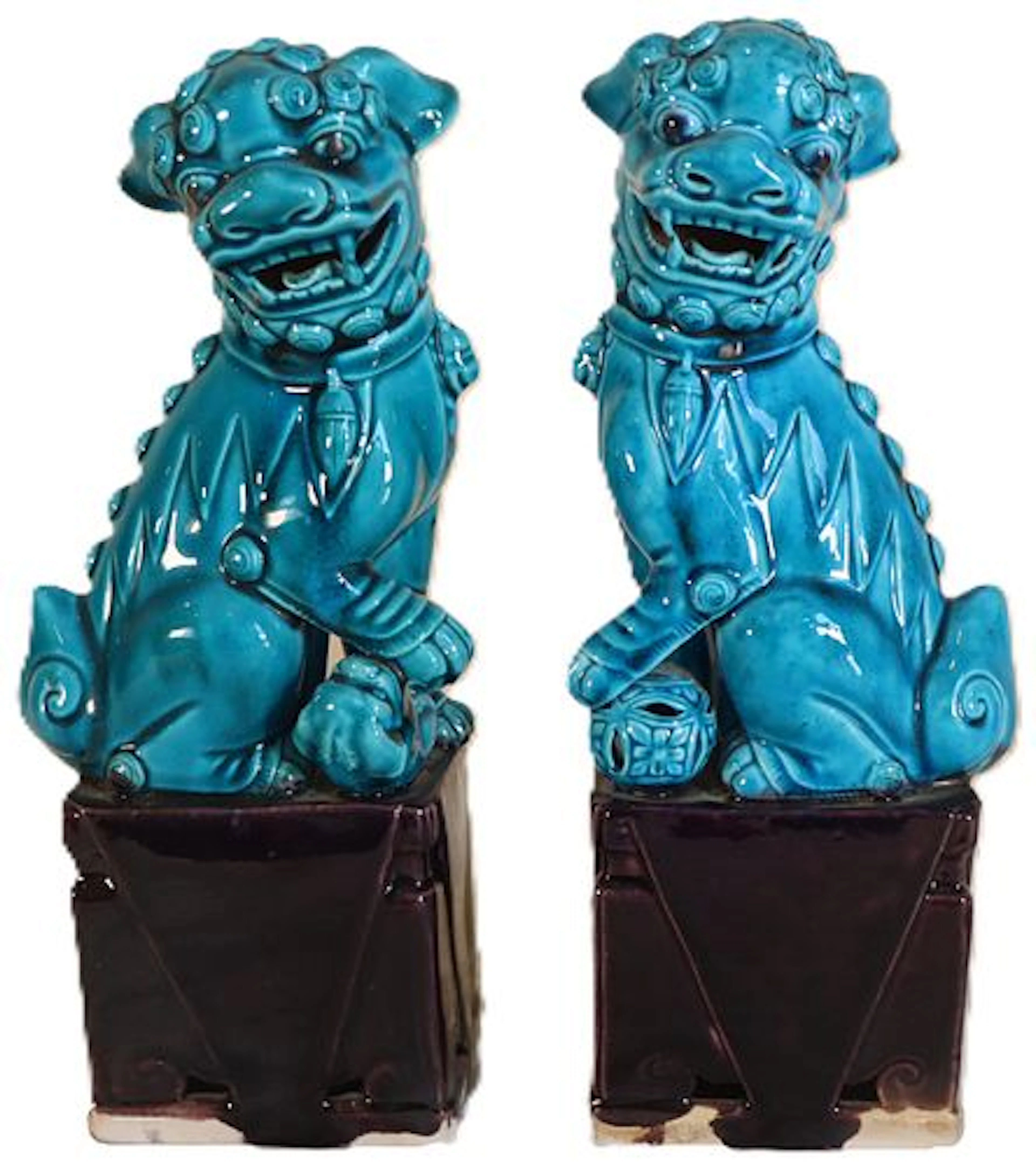 (2) Chinese Glazed Porcelain Foo Dogs