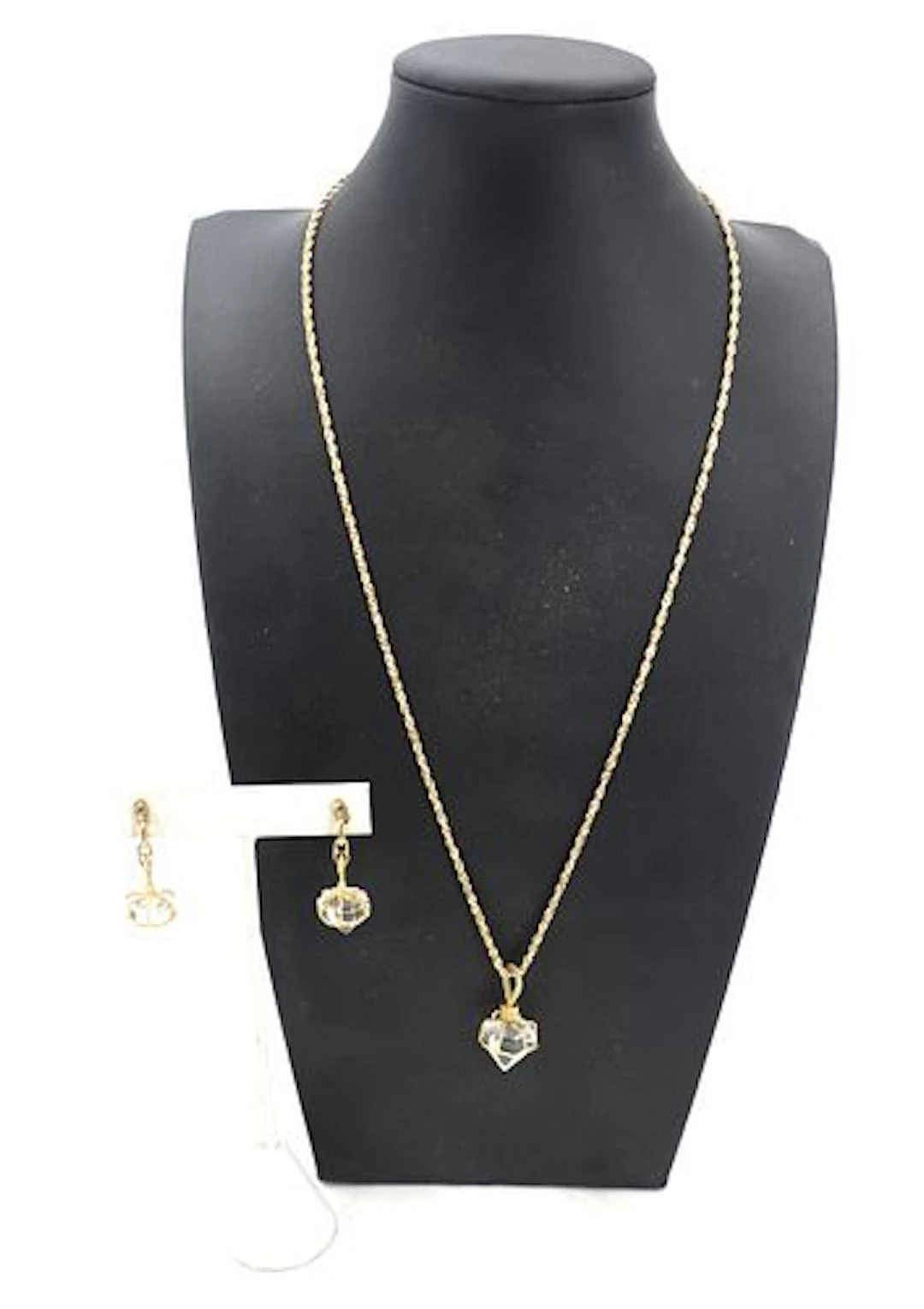 A.G.A. Correa Jewelry Set - 18k Gold and Quartz Necklace and Earrings