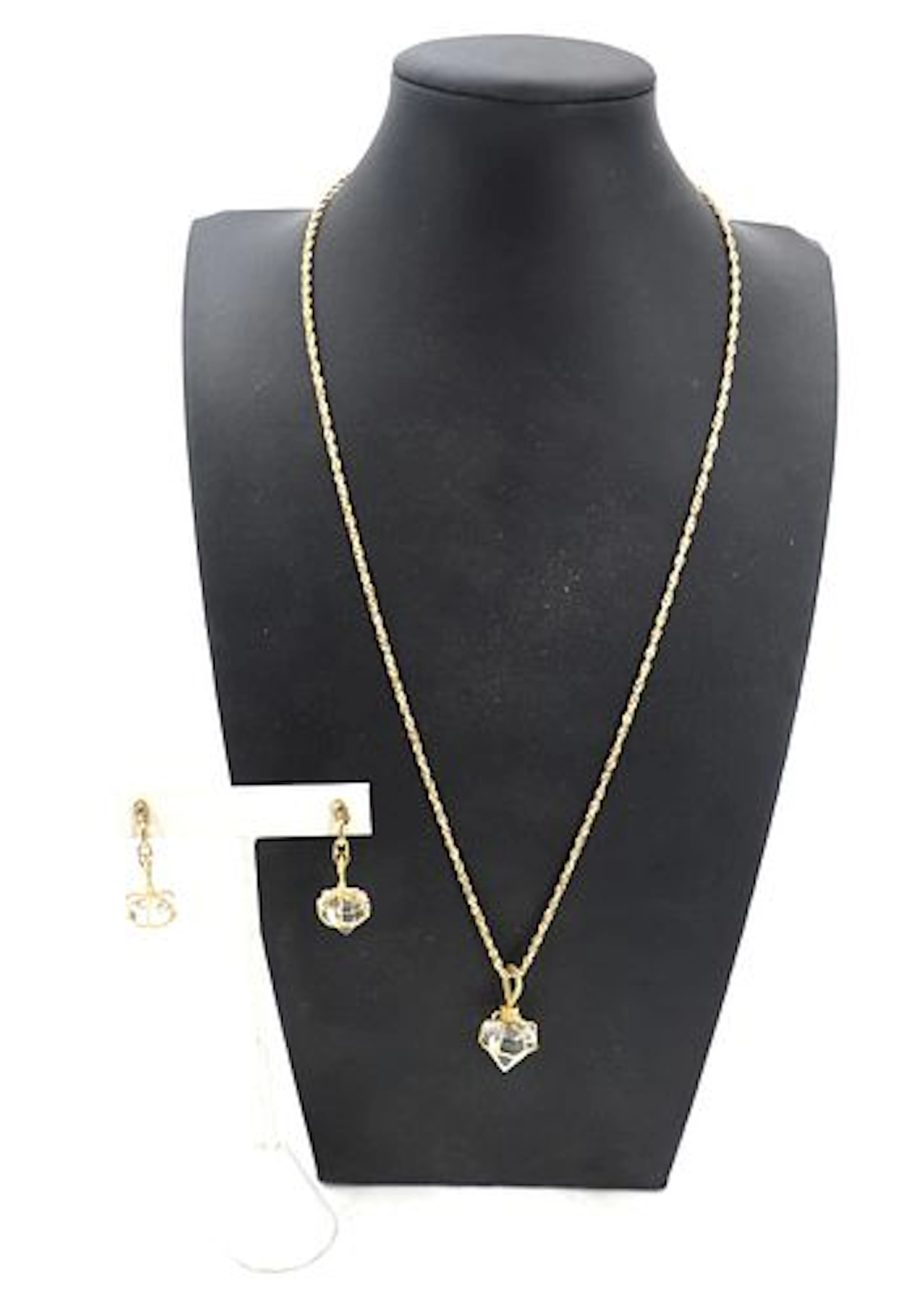 A.G.A. Correa Jewelry Set - 18k Gold and Quartz Necklace and Earrings