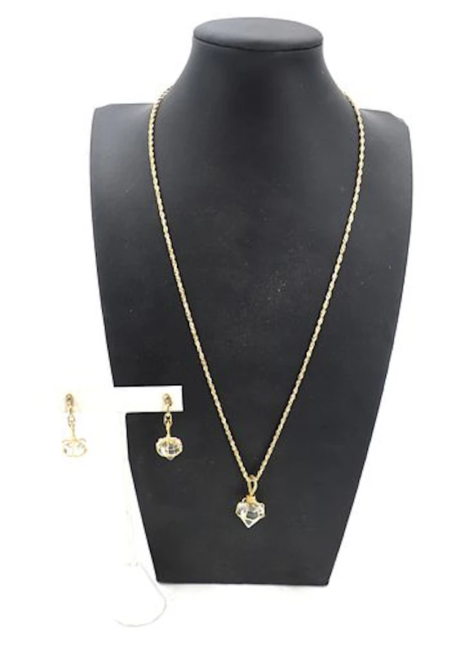 A.G.A. Correa Jewelry Set - 18k Gold and Quartz Necklace and Earrings
