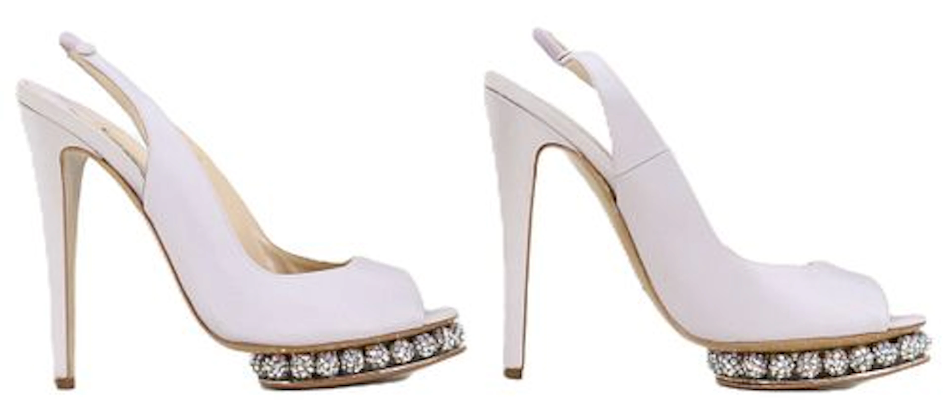 Nicholas Kirkwood Lilac Satin Crystal Pearl Platform Slingback Pumps