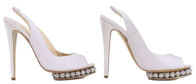 Nicholas Kirkwood Lilac Satin Crystal Pearl Platform Slingback Pumps