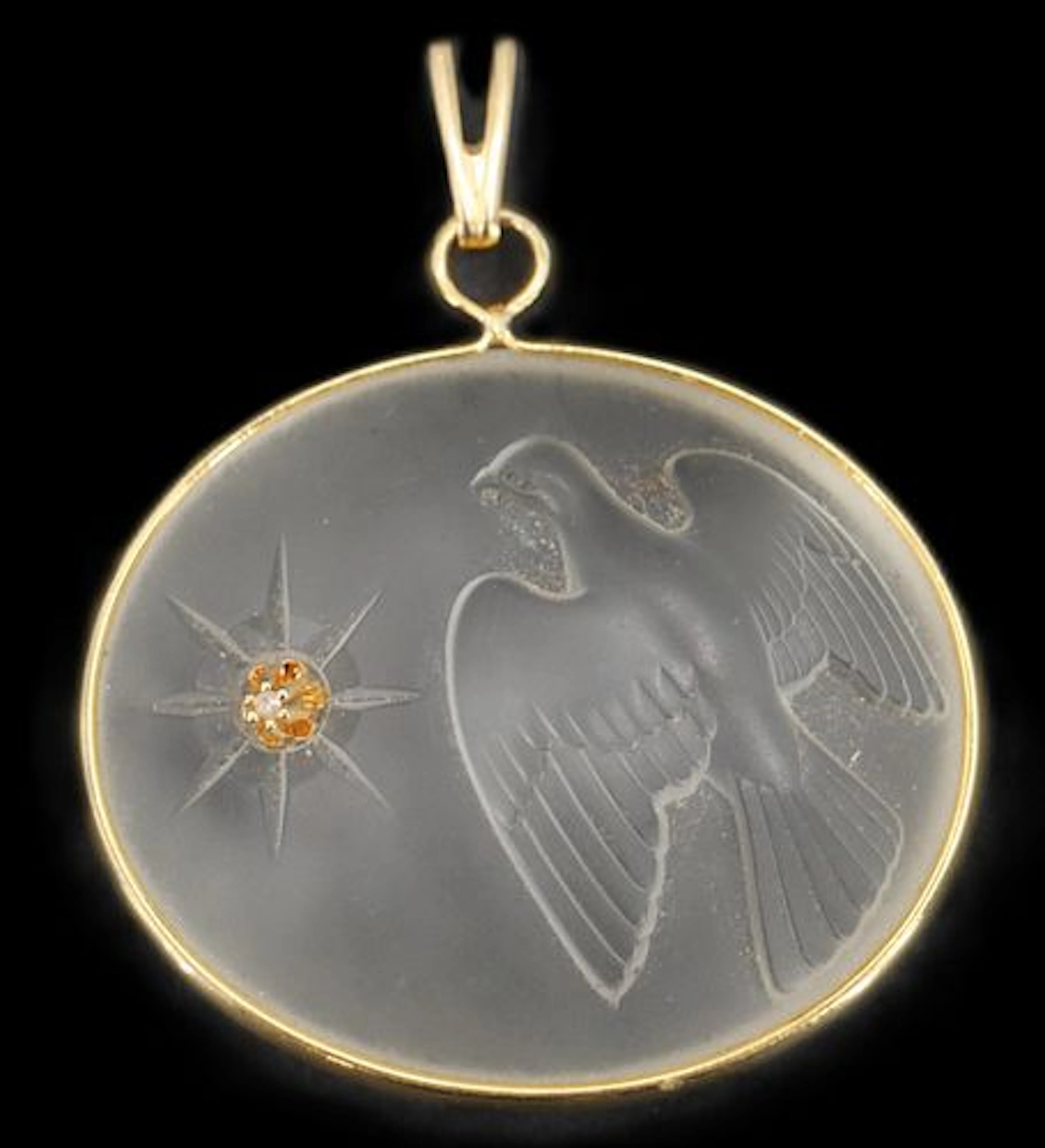 Tested 10k Gold, Crystal, and Diamond Pendant